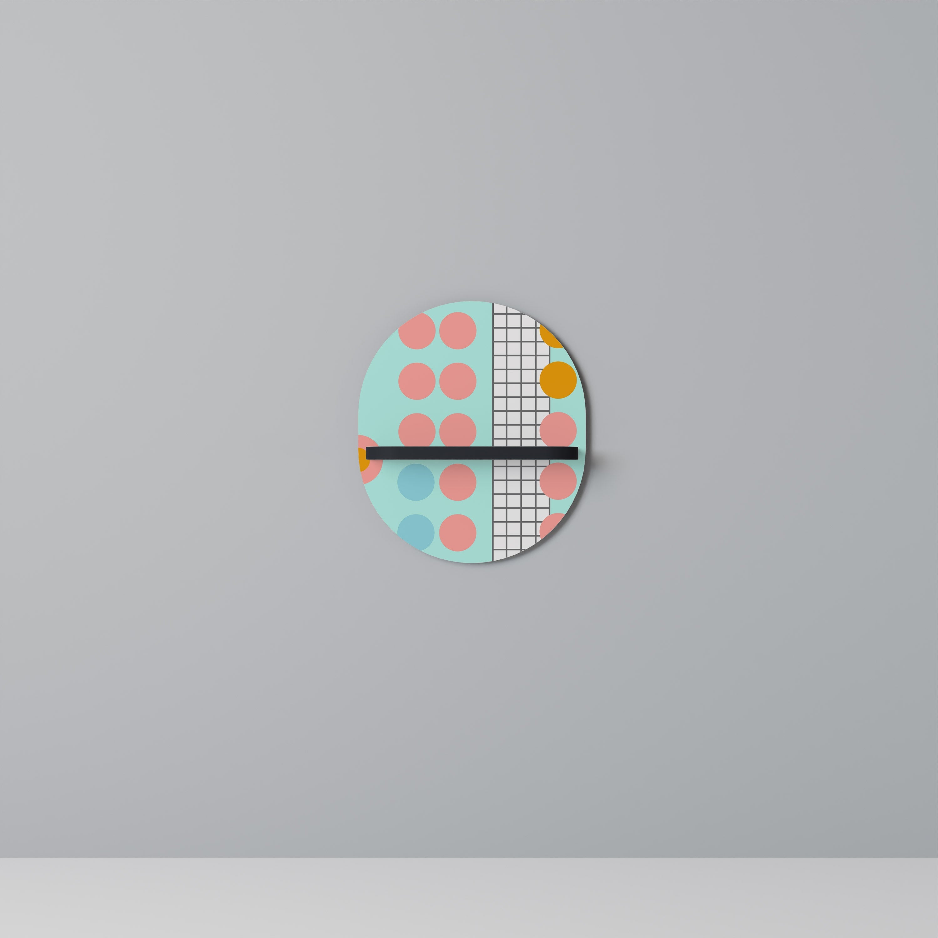 RETRO GRID Prateleira Oval Decorativa em Acabamento Preto