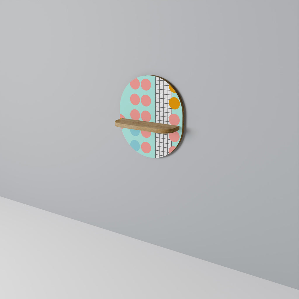 RETRO GRID Prateleira Oval Decorativa em Efeito Carvalho