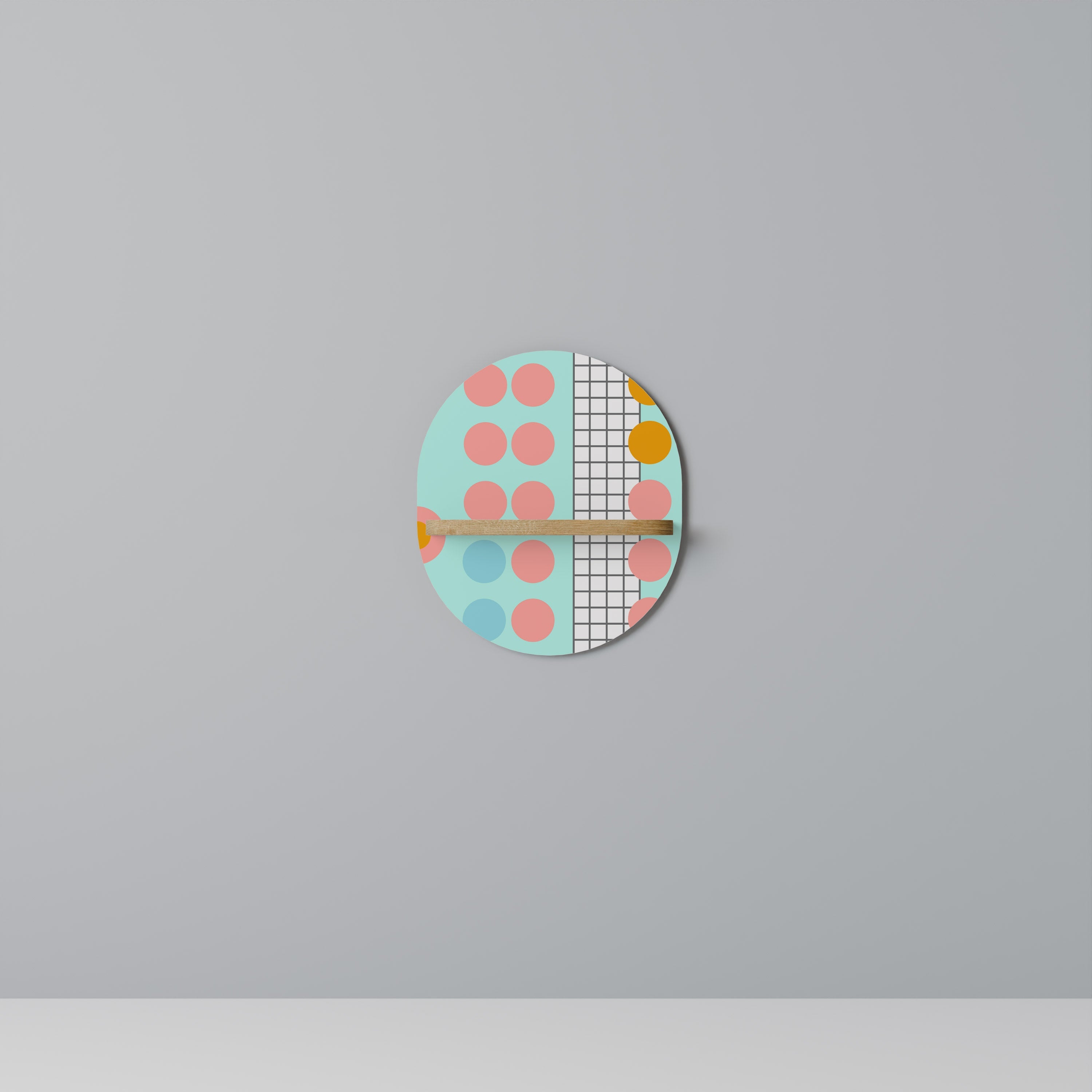 RETRO GRID Prateleira Oval Decorativa em Efeito Carvalho