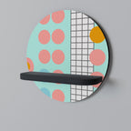 RETRO GRID Prateleira Redonda Decorativa em Acabamento Preto