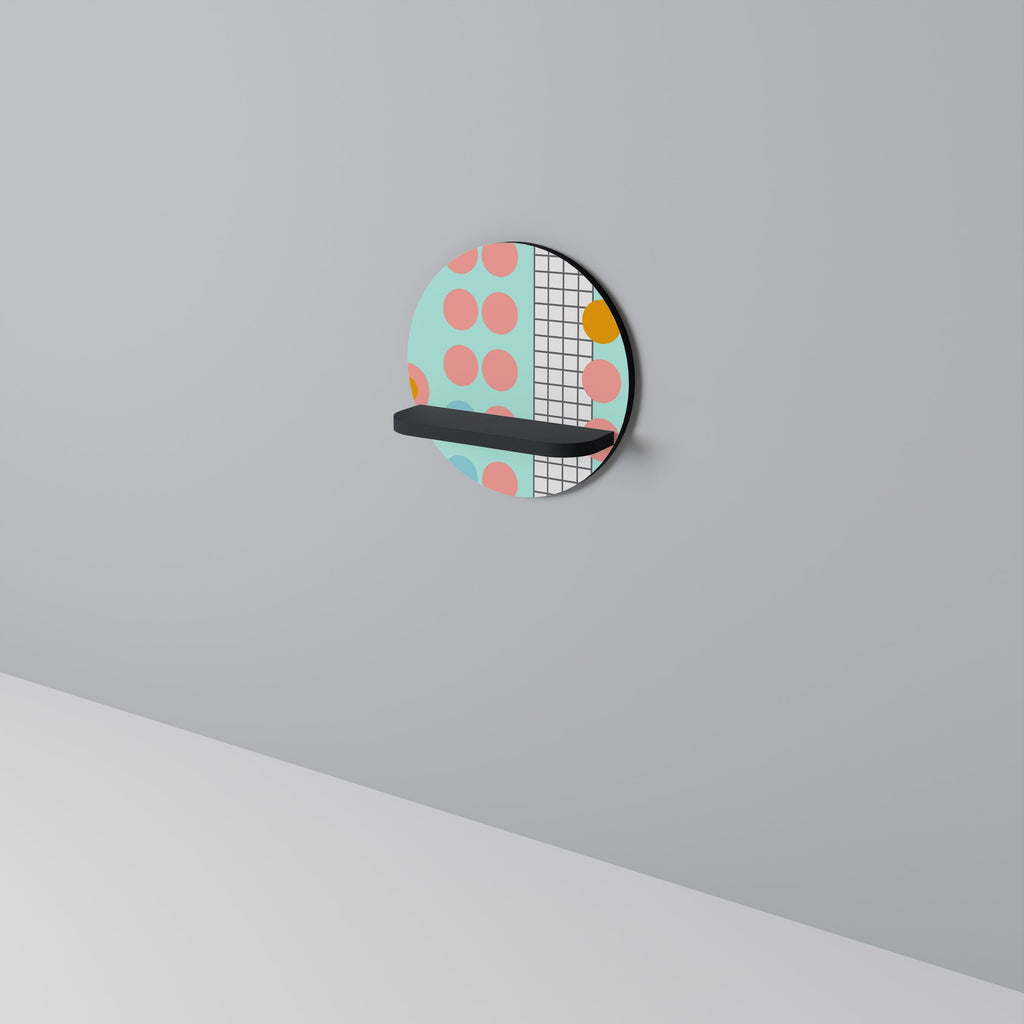 RETRO GRID Prateleira Redonda Decorativa em Acabamento Preto