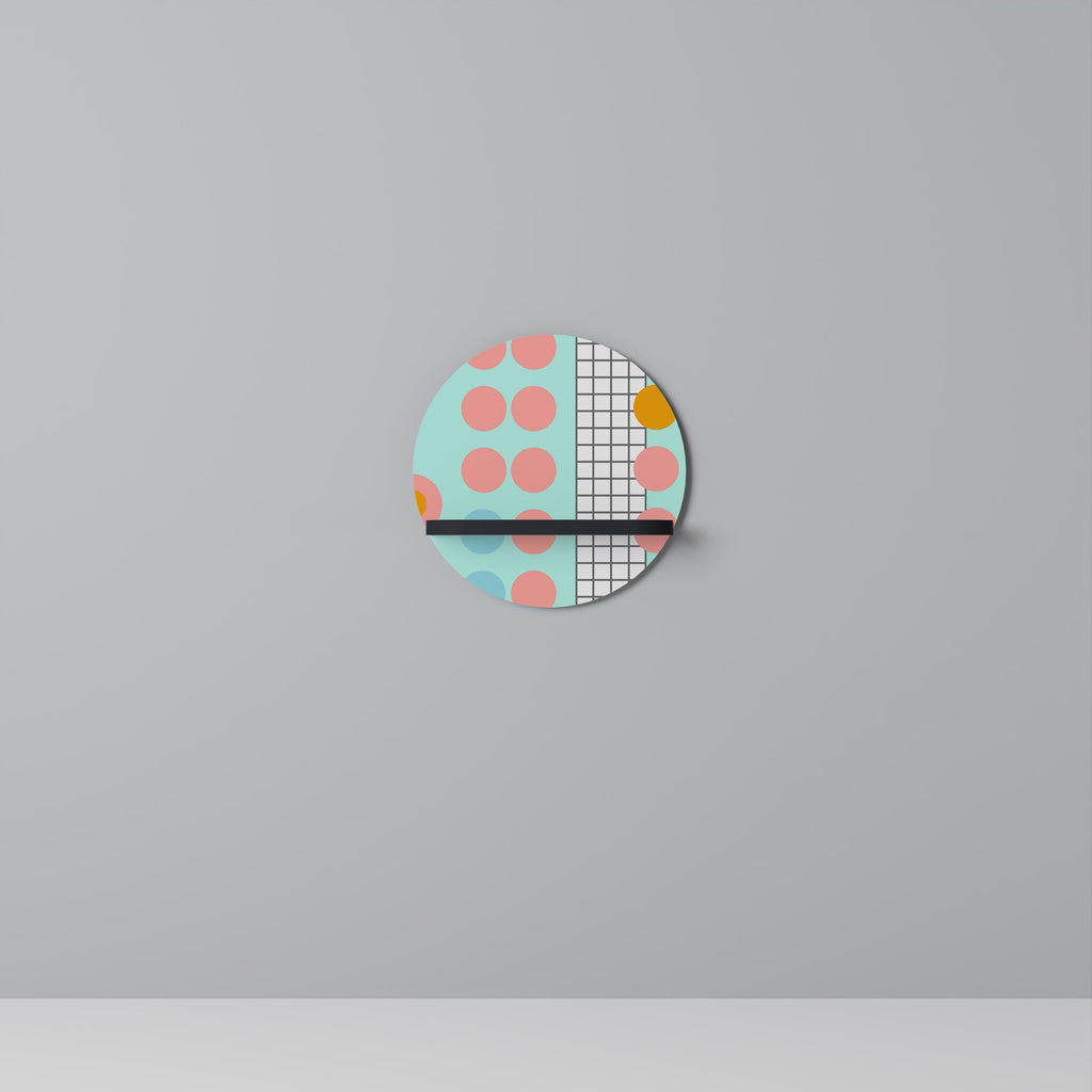 RETRO GRID Prateleira Redonda Decorativa em Acabamento Preto