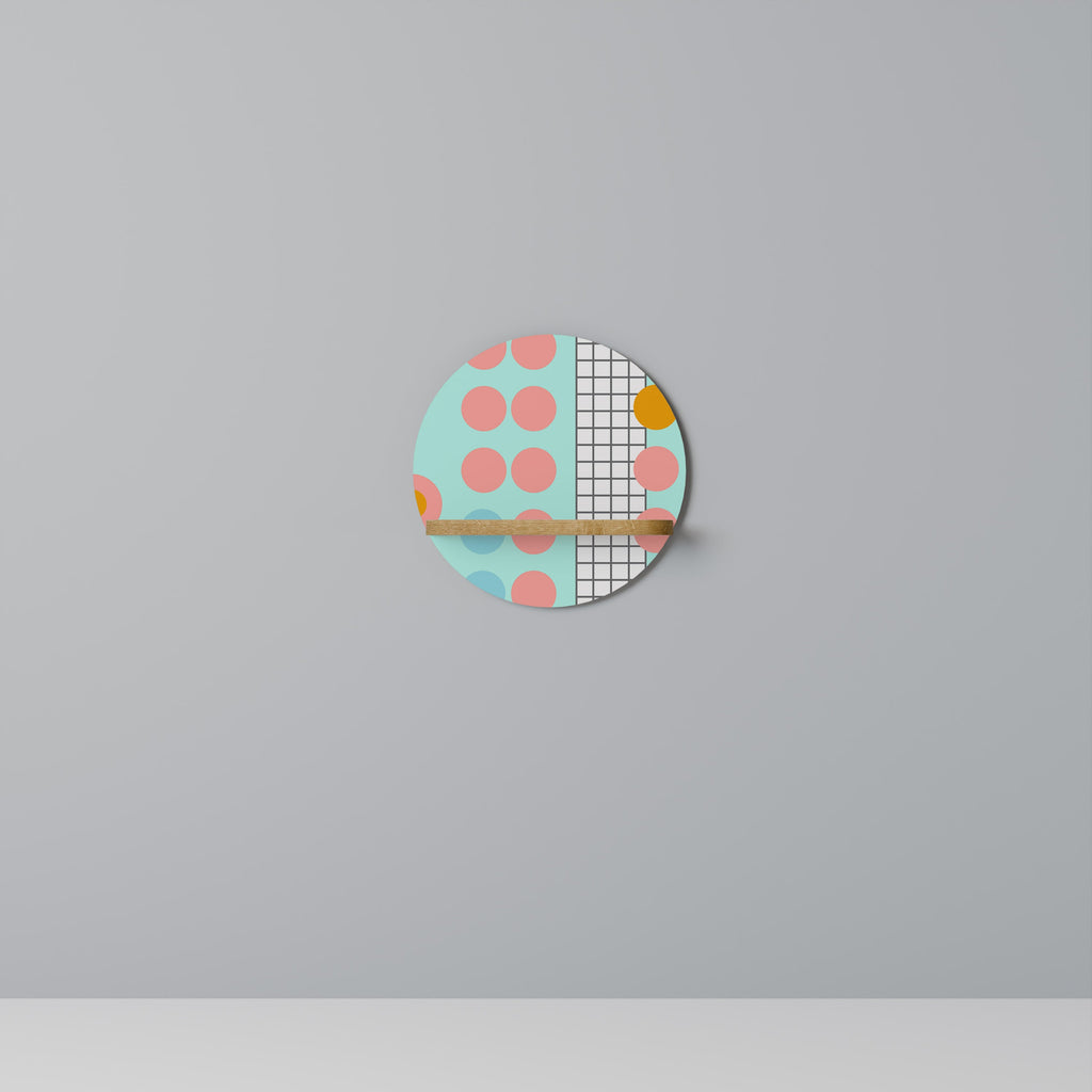 RETRO GRID Prateleira Redonda Decorativa em Efeito Carvalho