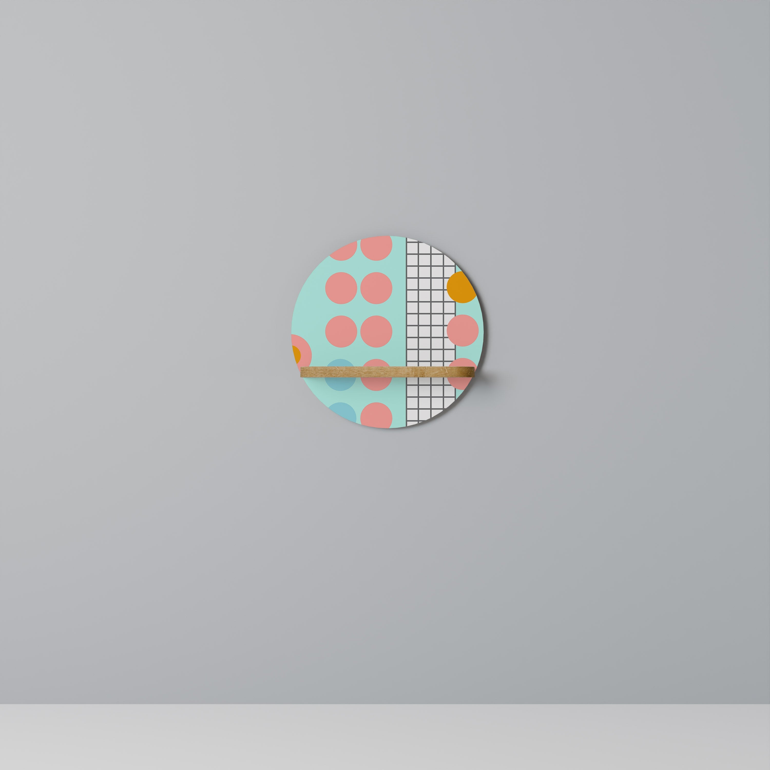 RETRO GRID Prateleira Redonda Decorativa em Efeito Carvalho