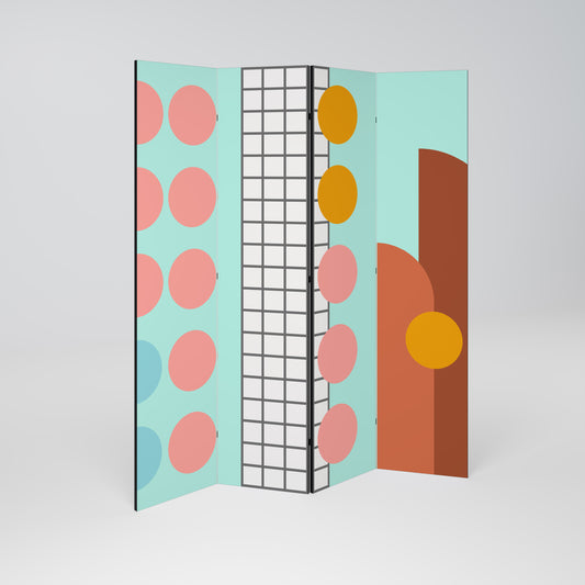 RETRO GRID Biombo de 4 Painéis