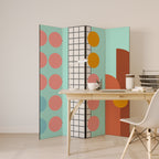 RETRO GRID Biombo Decorativo de 4 Painéis