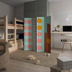 RETRO GRID Biombo Decorativo de 4 Painéis