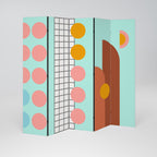 RETRO GRID Biombo Decorativo de 5 Painéis