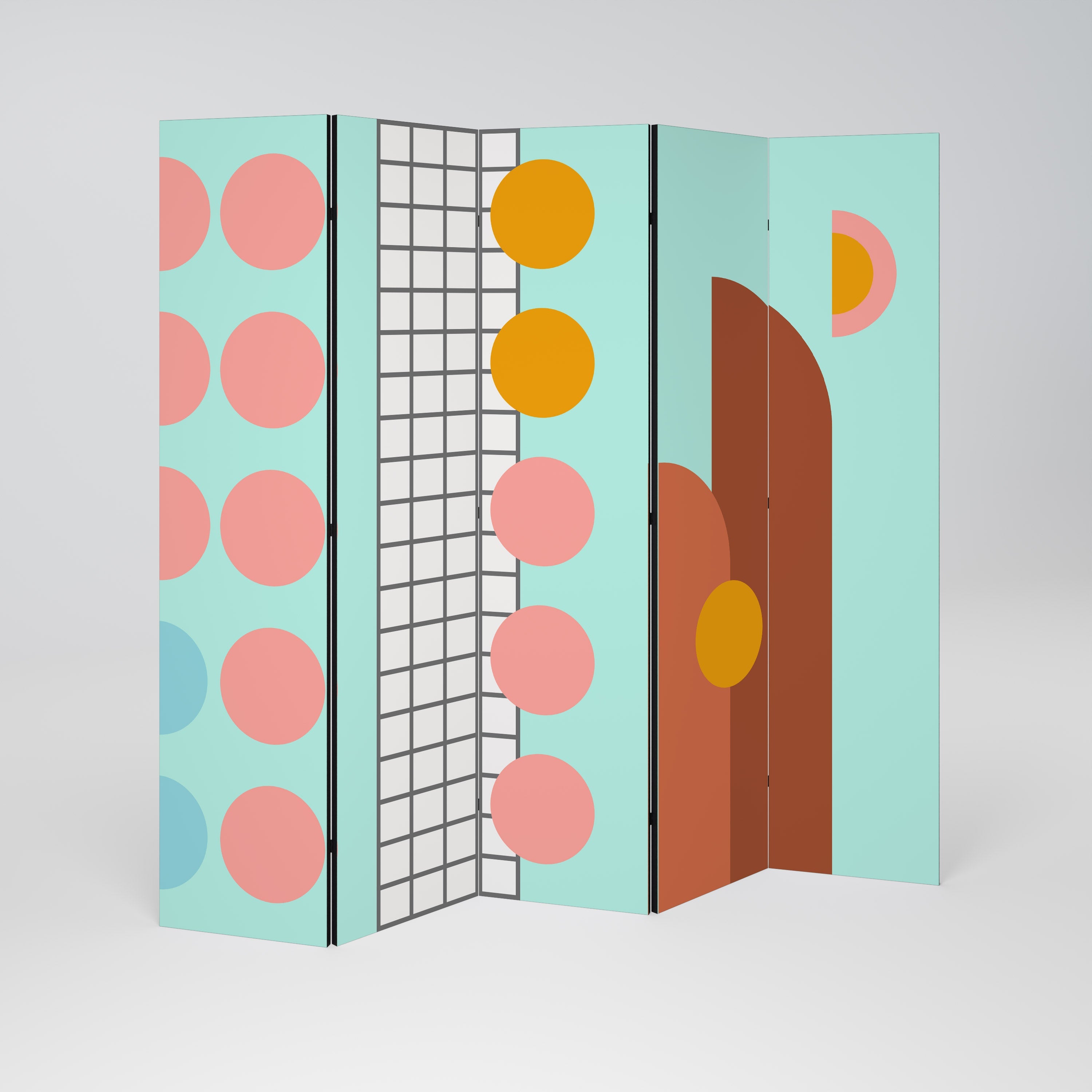 RETRO GRID Biombo Decorativo de 5 Painéis