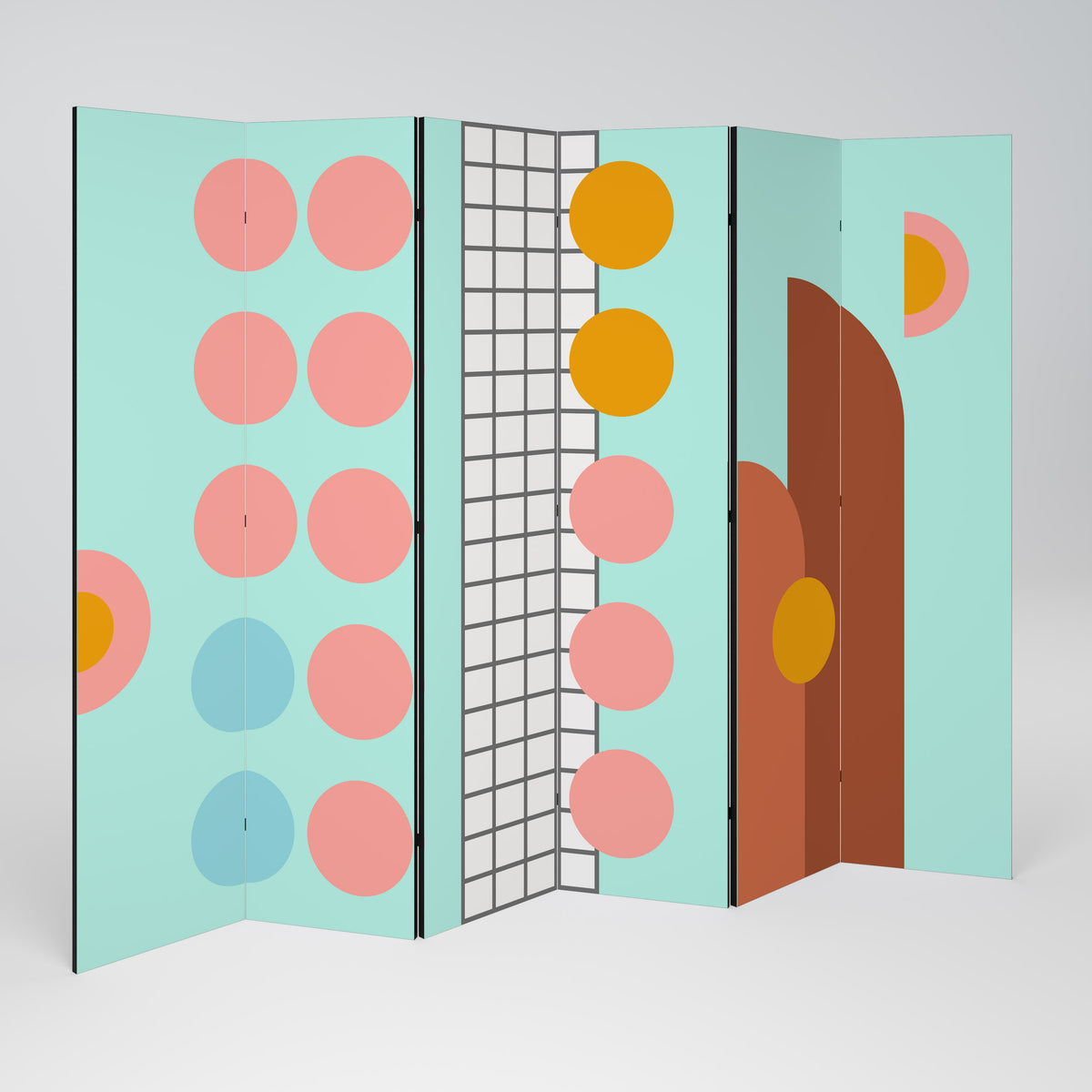 RETRO GRID Biombo de 6 Painéis