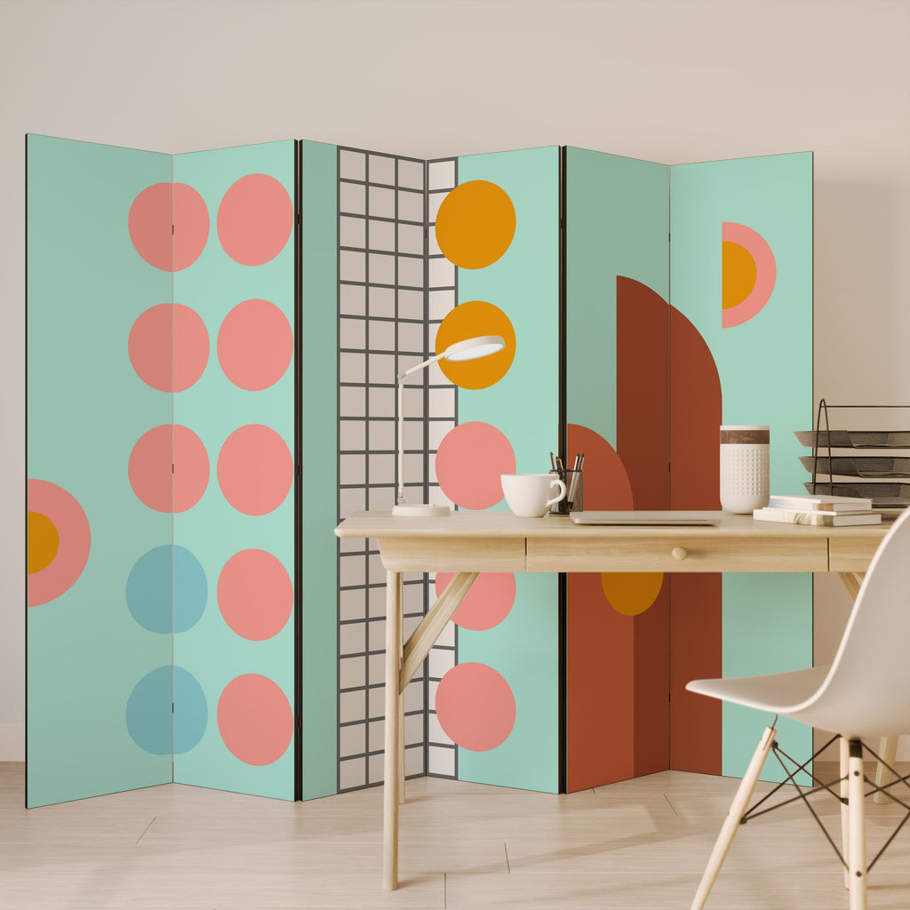 RETRO GRID Biombo Decorativo de 6 Painéis