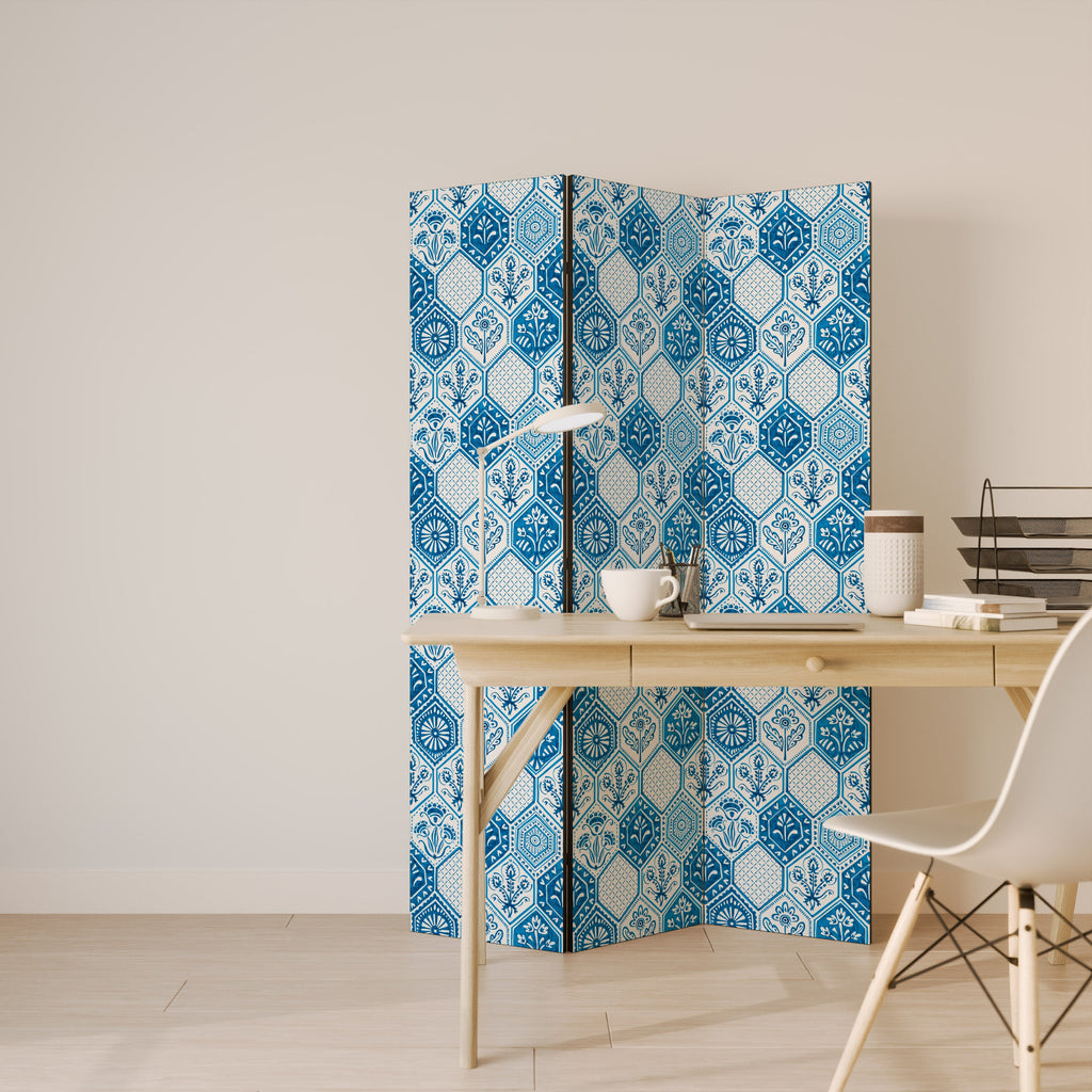 AQUATIC HEXAGON DREAM Decorative 3-Panel Room Divider