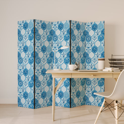 AQUATIC HEXAGON DREAM Decorative 5-Panel Room Divider