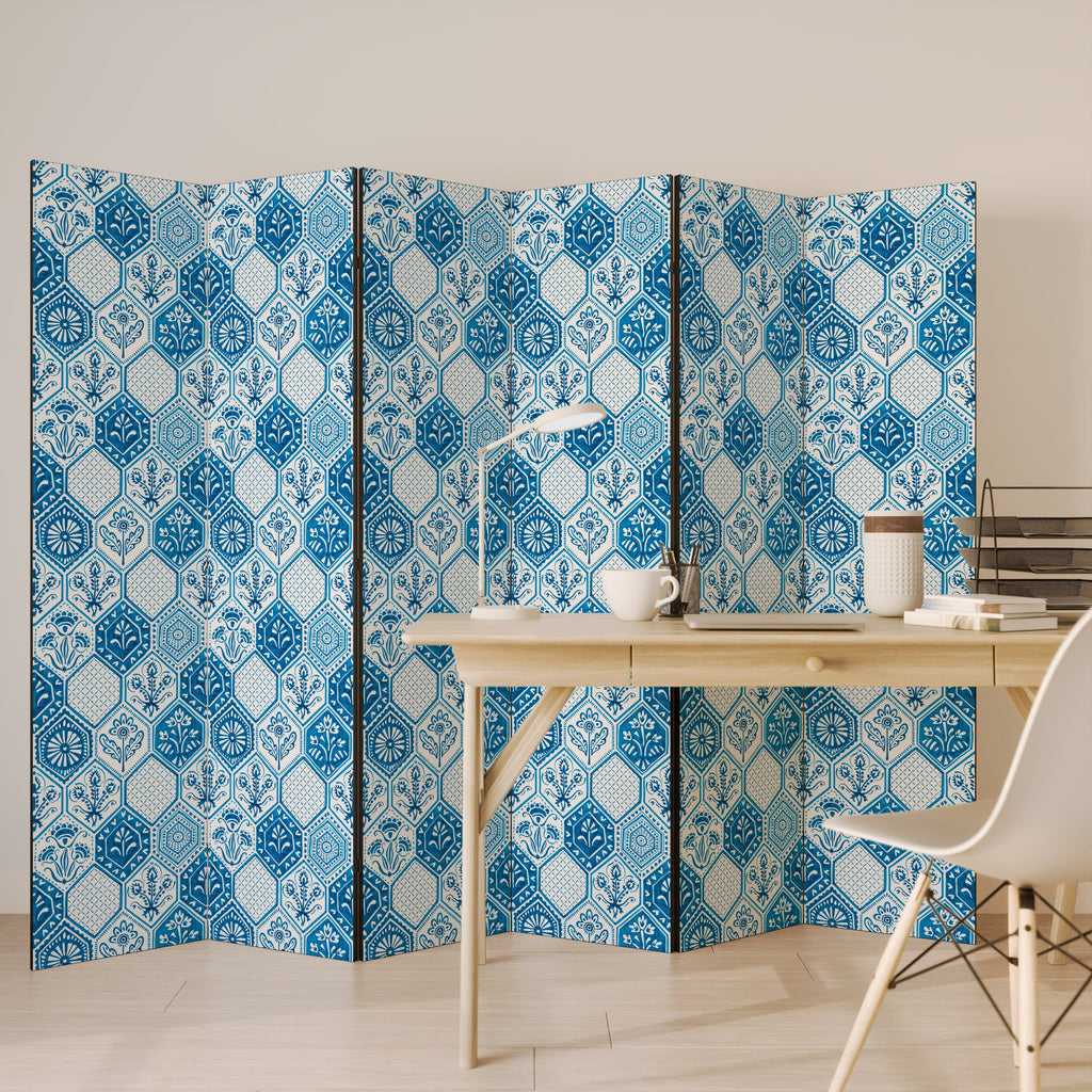 AQUATIC HEXAGON DREAM Decorative 6-Panel Room Divider