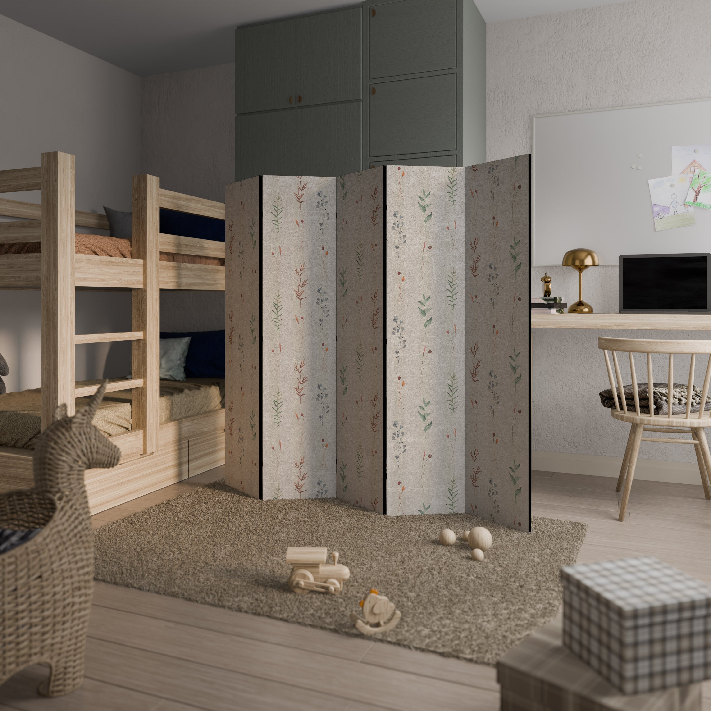 VERDANT HARMONY Biombo Decorativo de 5 Painéis