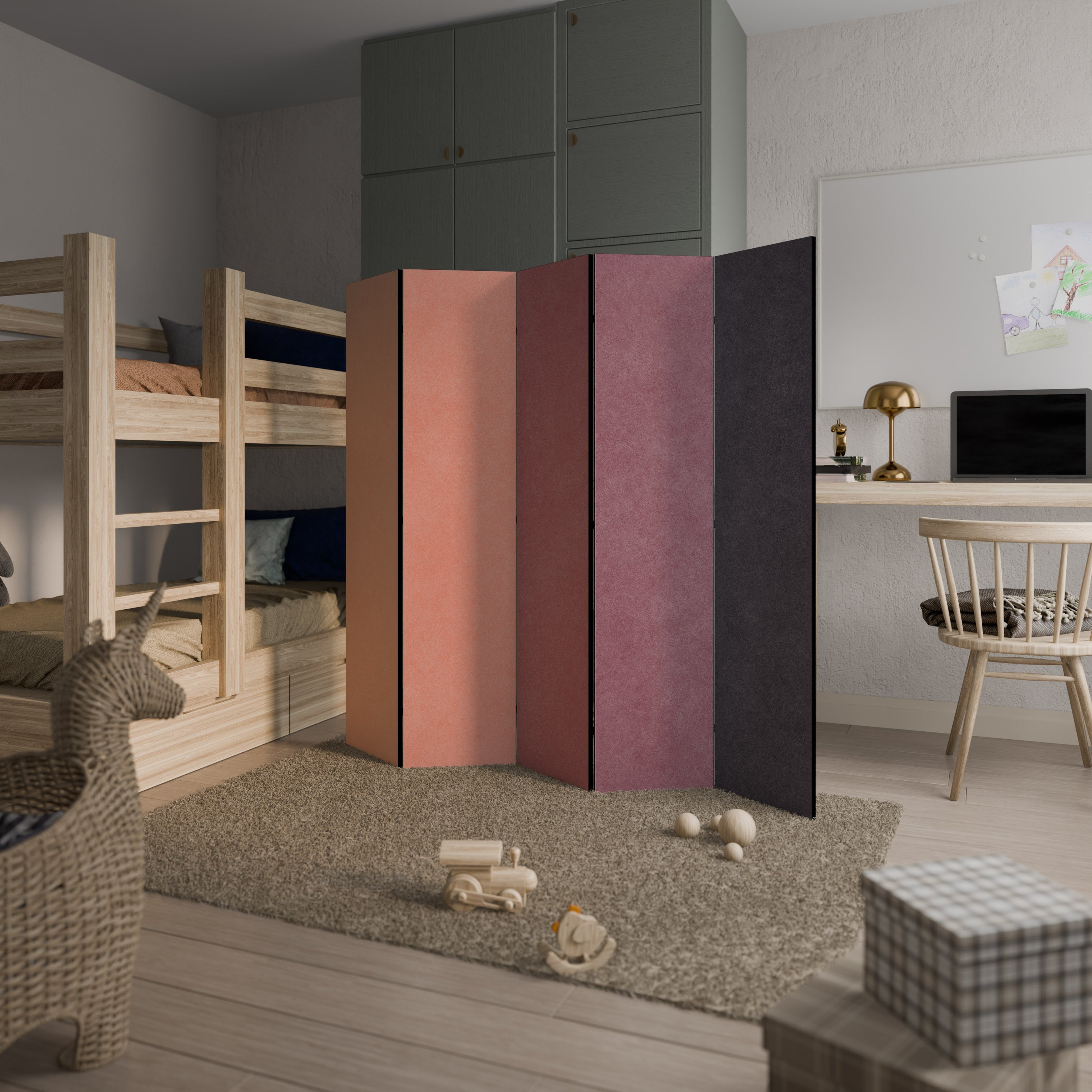 SMELLS LIKE PINK SPIRIT Biombo Decorativo de 5 Painéis