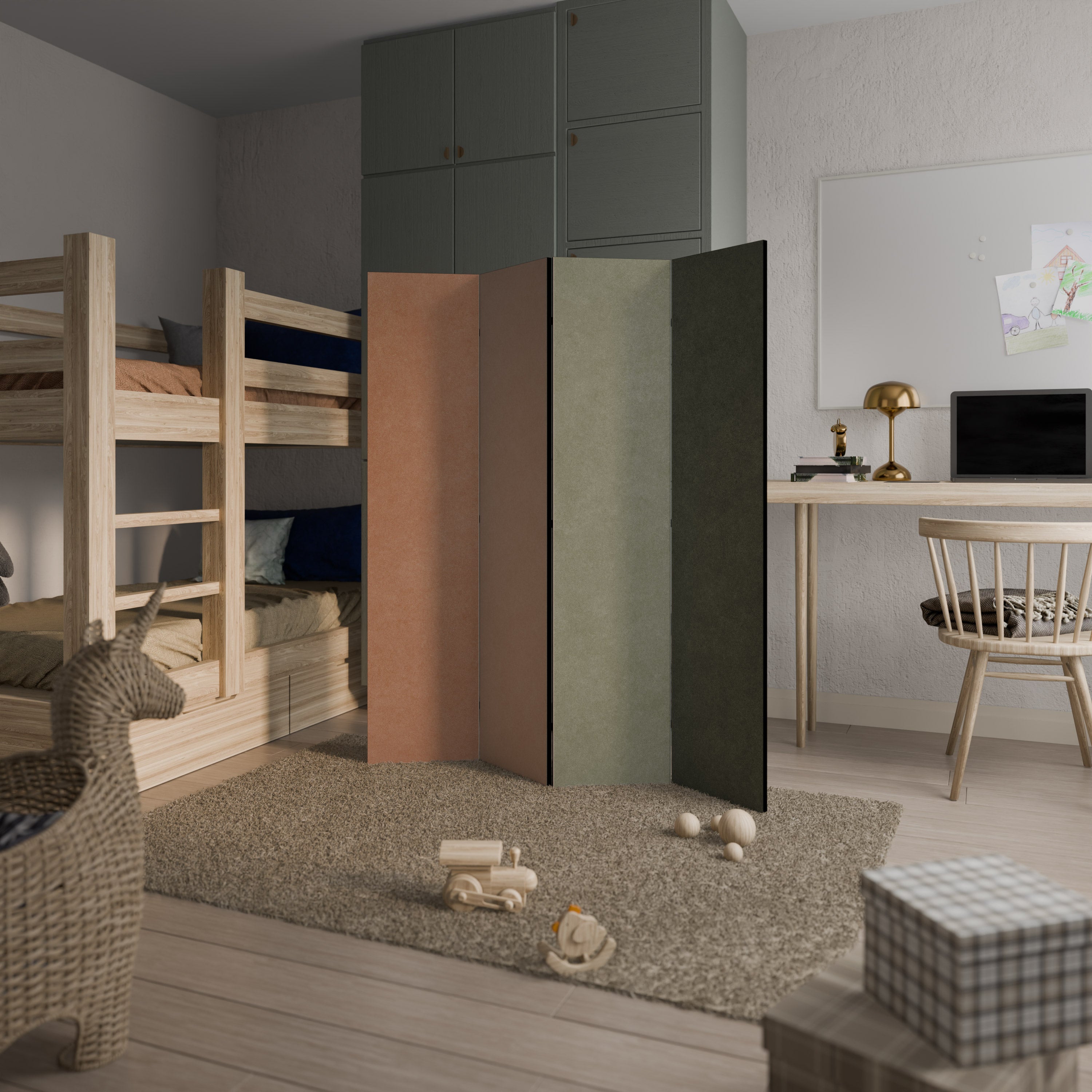 GANGNAM AVOCADO Biombo Decorativo de 4 Painéis