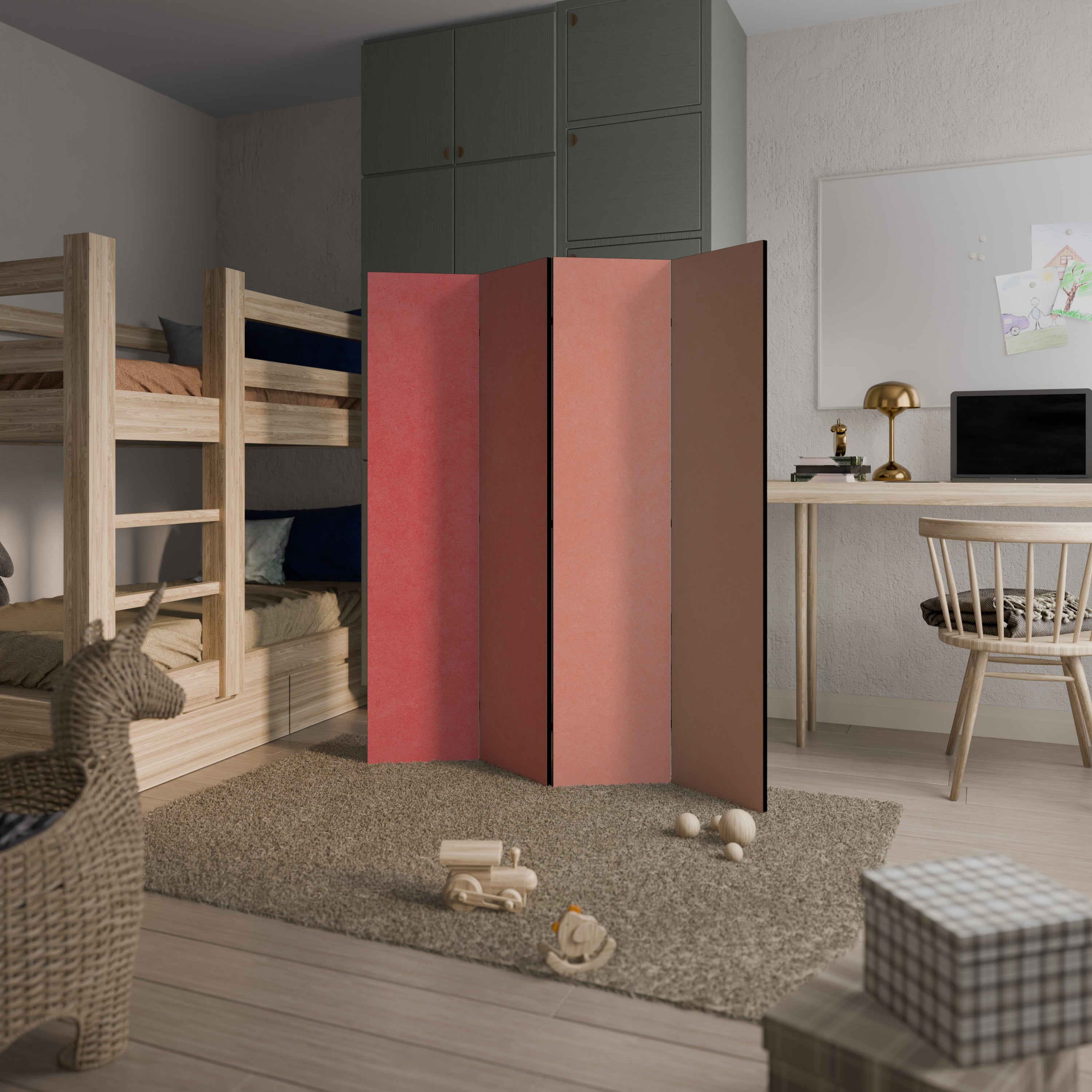 PEACH OF MY HEART Biombo Decorativo de 4 Painéis