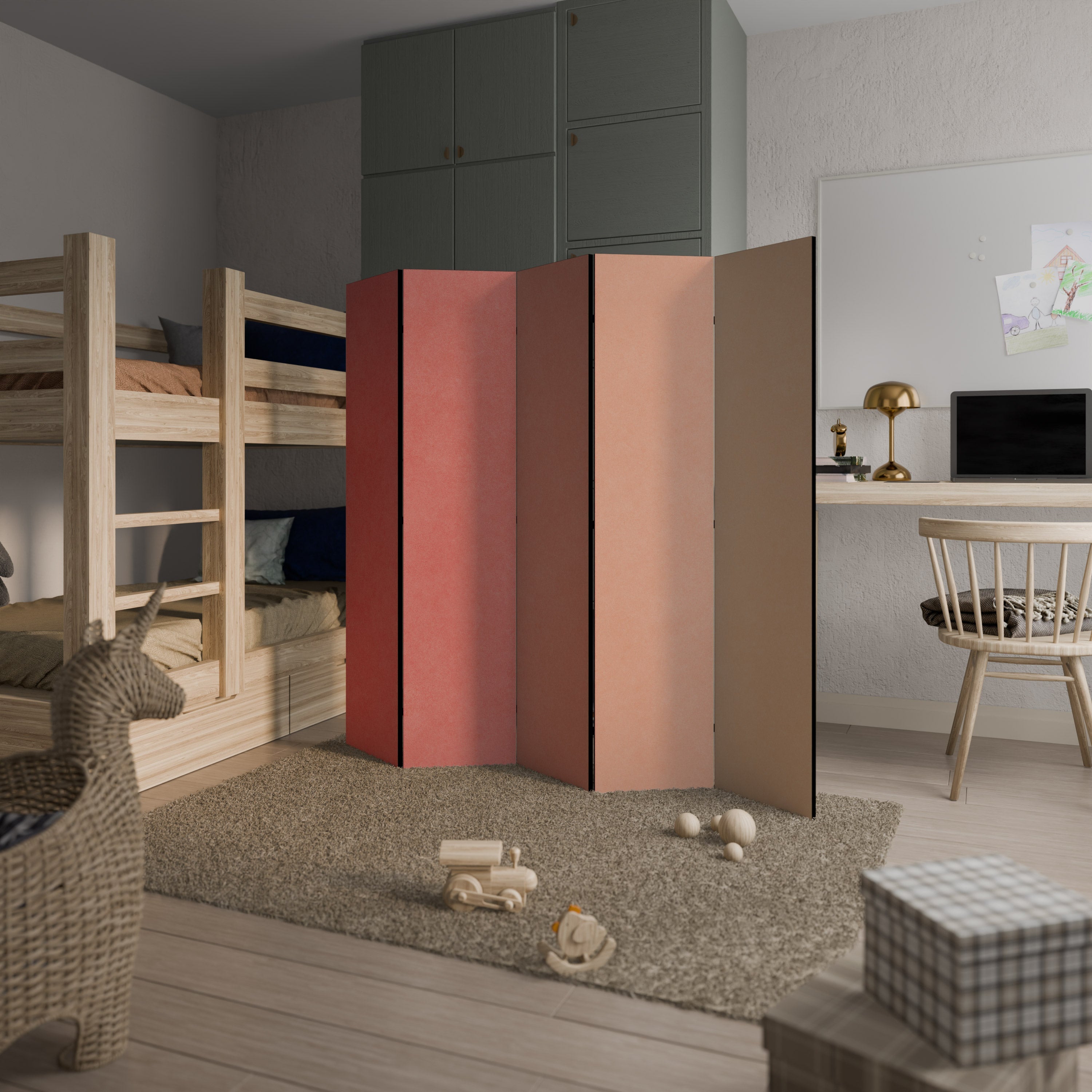 PEACH OF MY HEART Biombo Decorativo de 5 Painéis