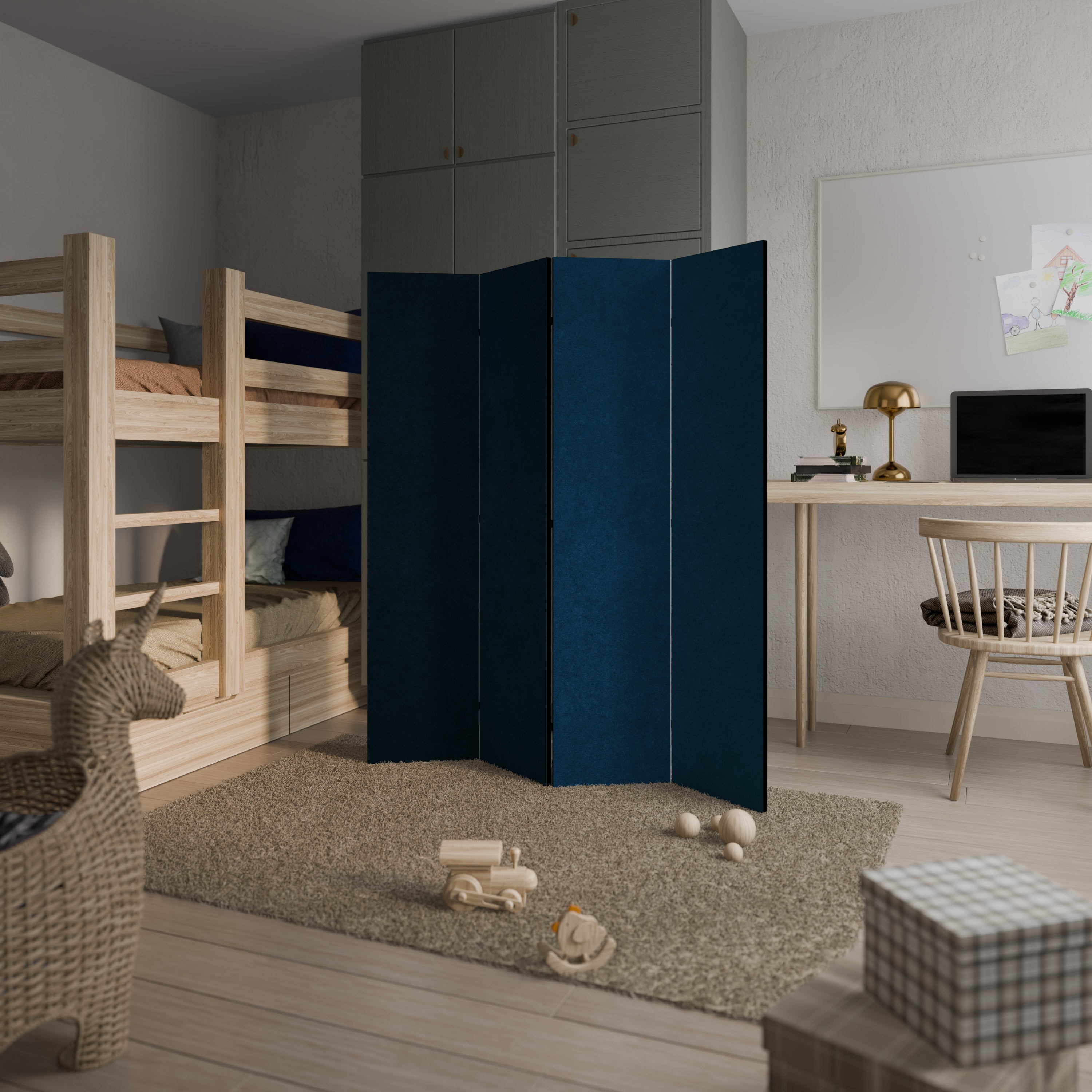 SHAKE IT BLUE 4-Panel Room Divider