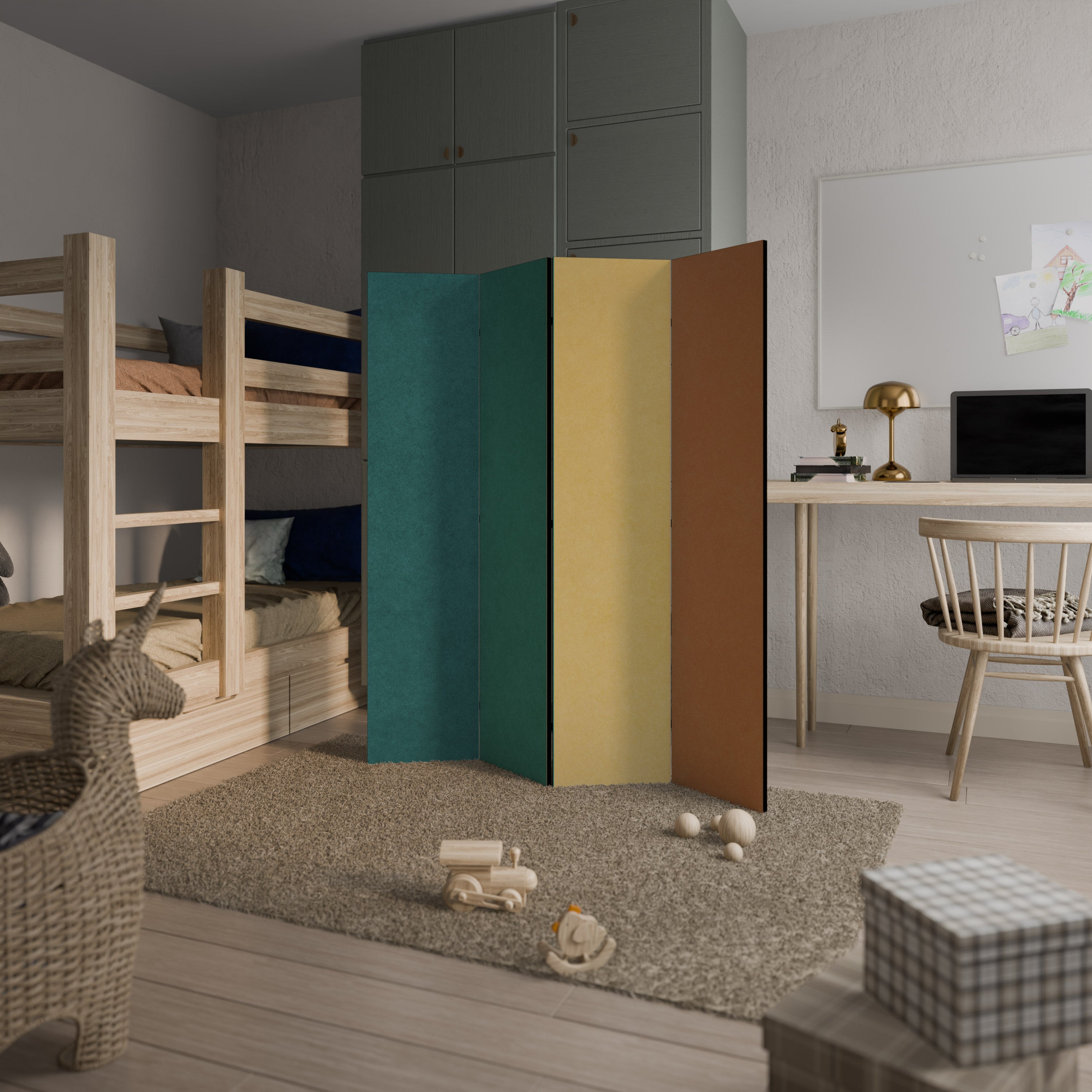 VIVA LA COLOR Biombo Decorativo de 4 Painéis