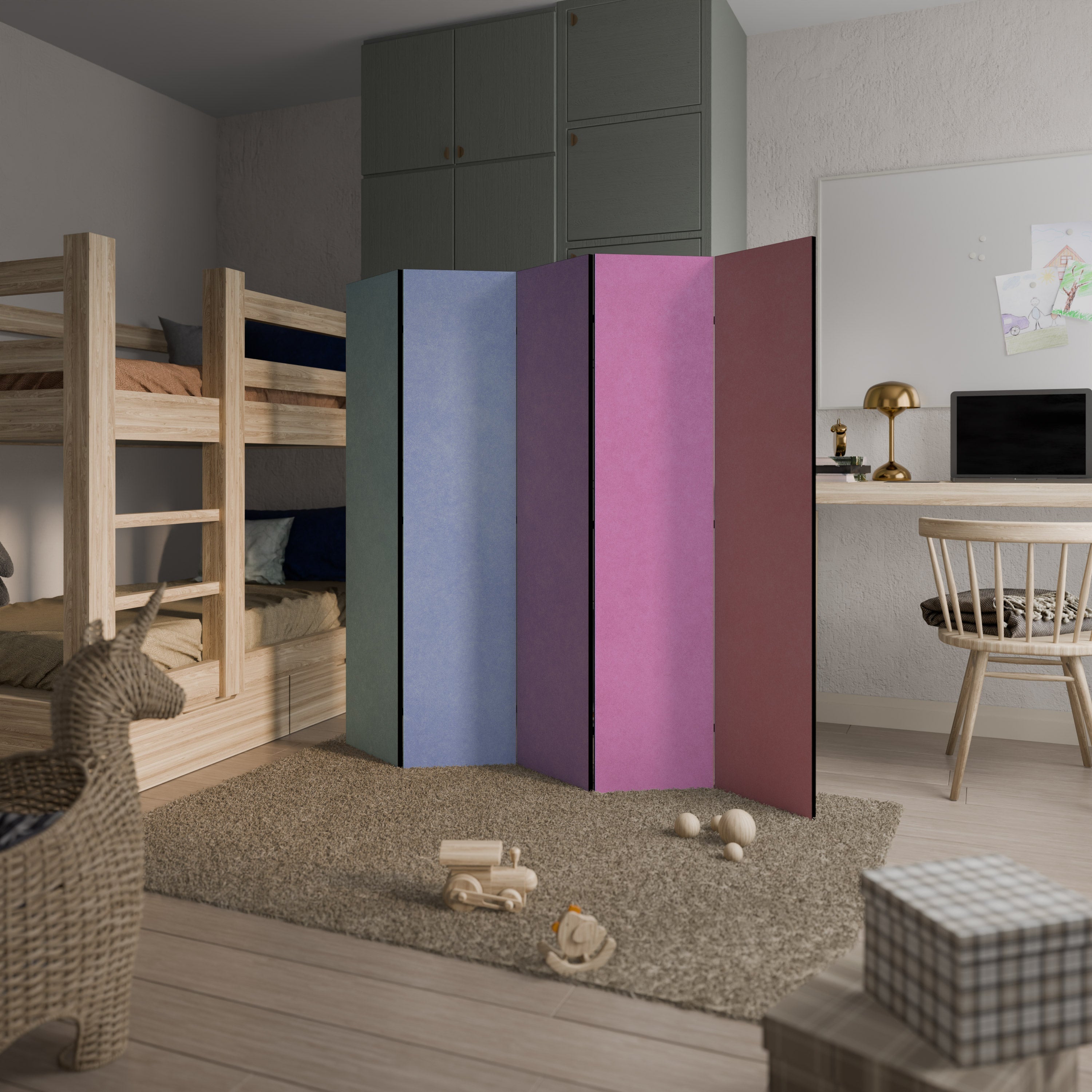 MY HEART WILL COLOR ON Biombo Decorativo de 5 Painéis