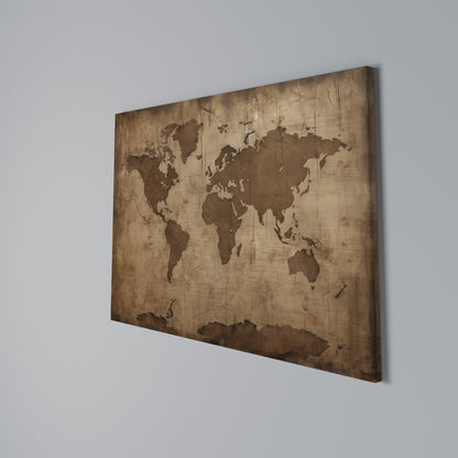 AGED WORLD MAP Horizontal Canvas Print
