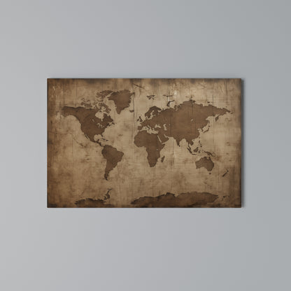 AGED WORLD MAP Horizontal Canvas Print