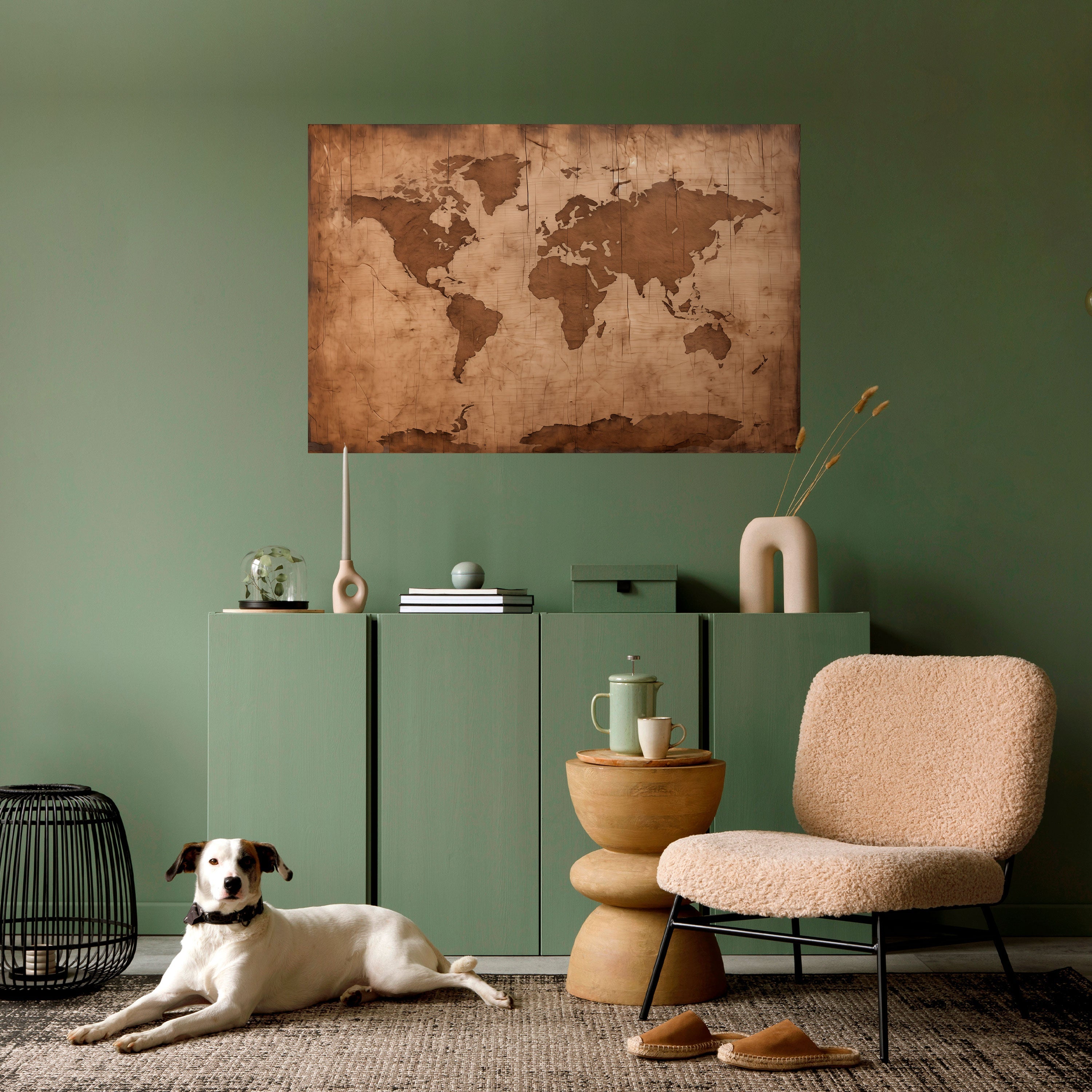 AGED WORLD MAP Poster Horizontal Autocolante
