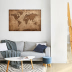 AGED WORLD MAP Poster Horizontal Autocolante