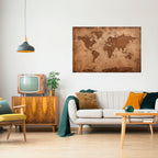 AGED WORLD MAP Poster Horizontal Autocolante