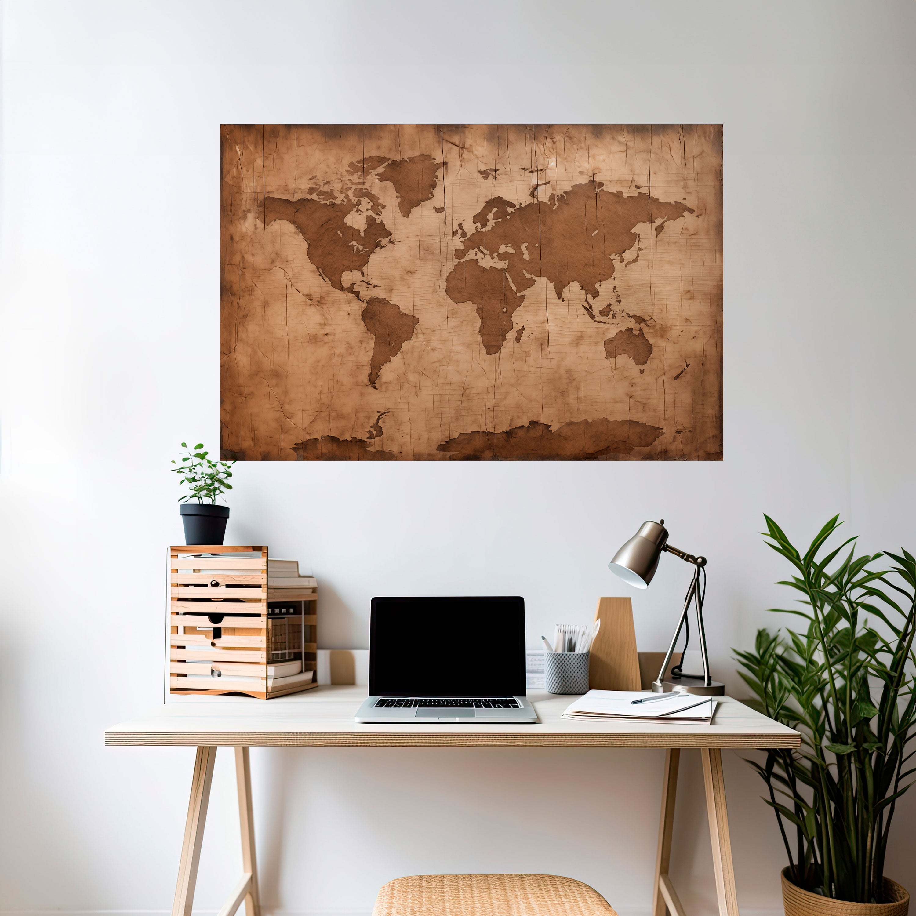 AGED WORLD MAP Poster Horizontal Autocolante