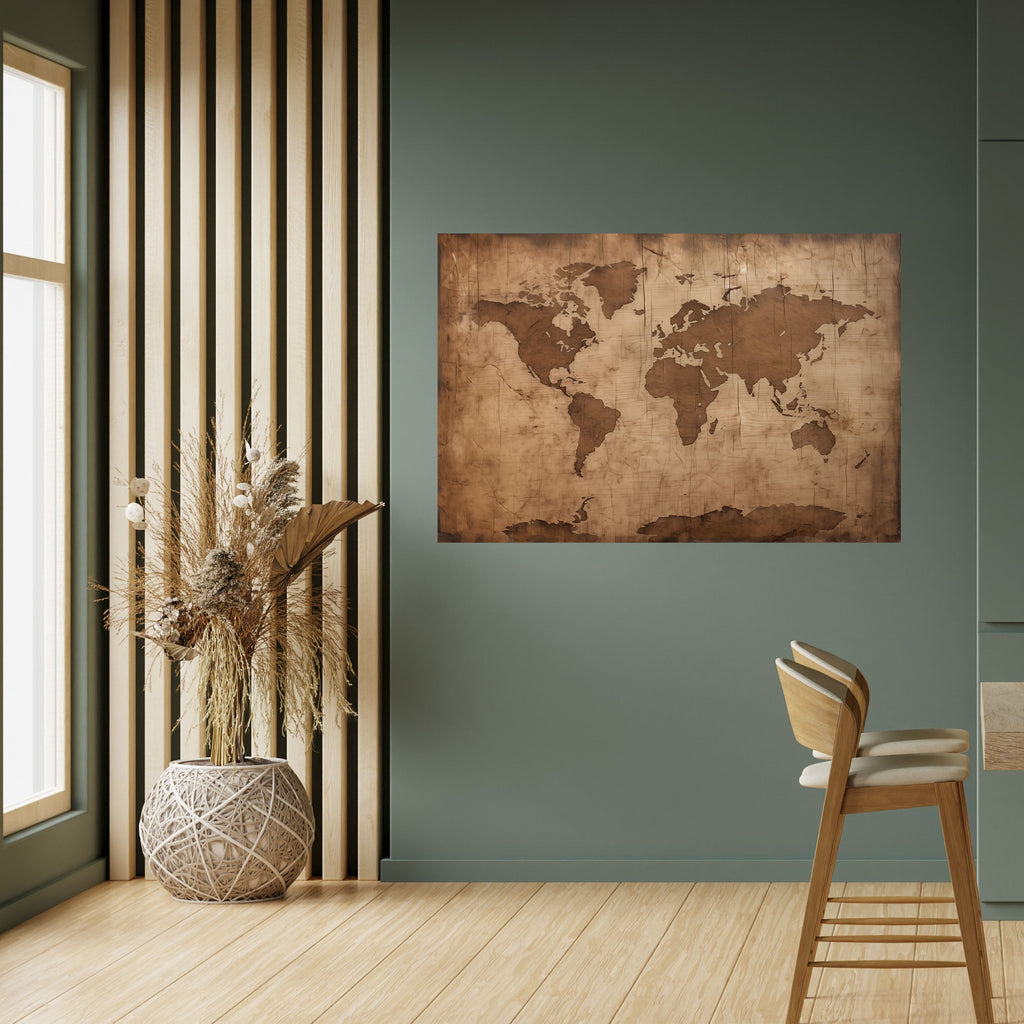 AGED WORLD MAP Poster Horizontal Autocolante