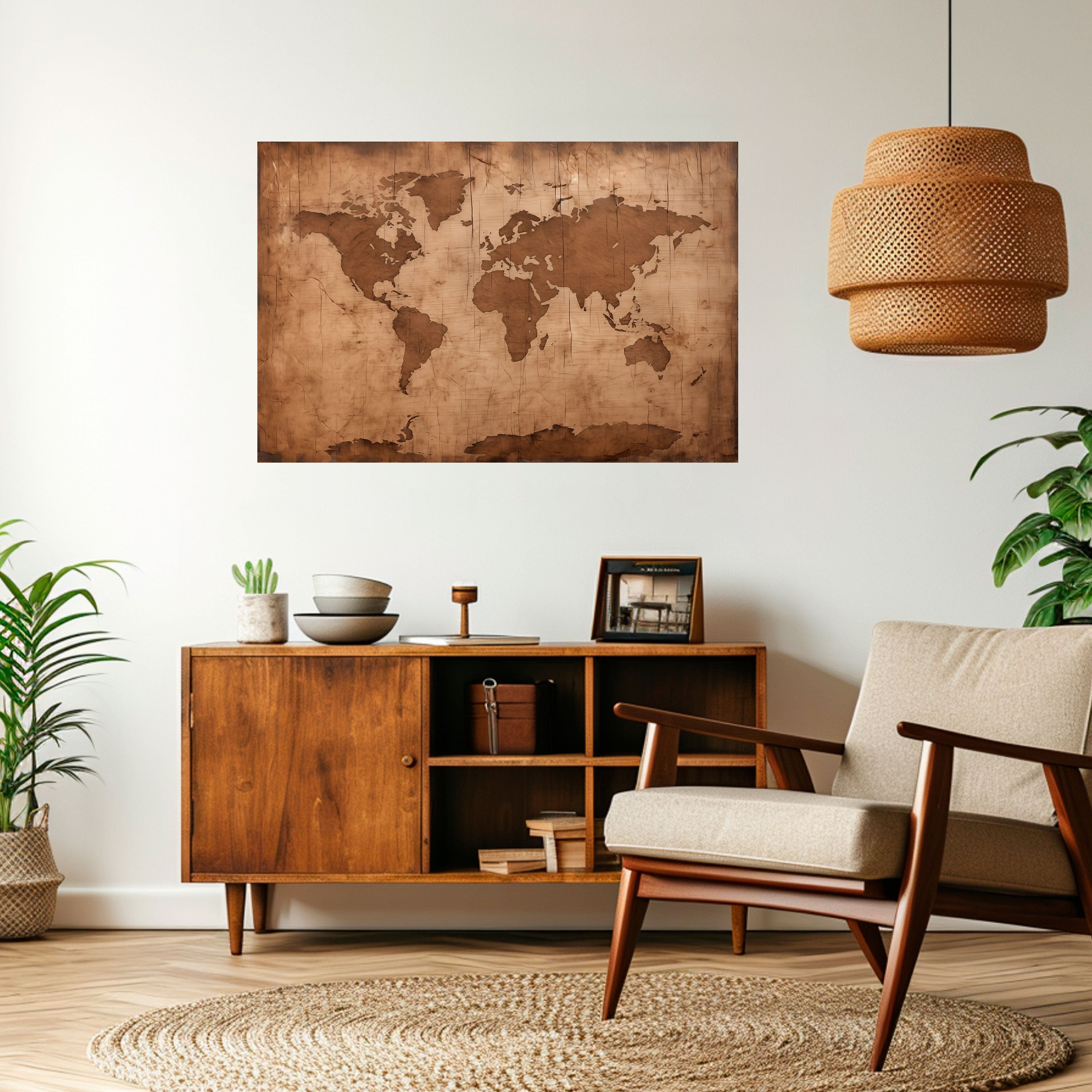 AGED WORLD MAP Poster Horizontal Autocolante