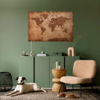 AGED WORLD MAP Poster Horizontal Autocolante
