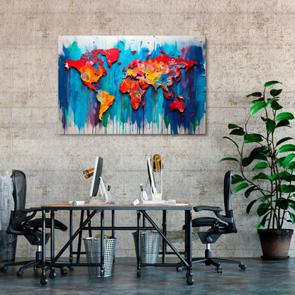COLORFUL WORLD MAP Horizontal Canvas Print