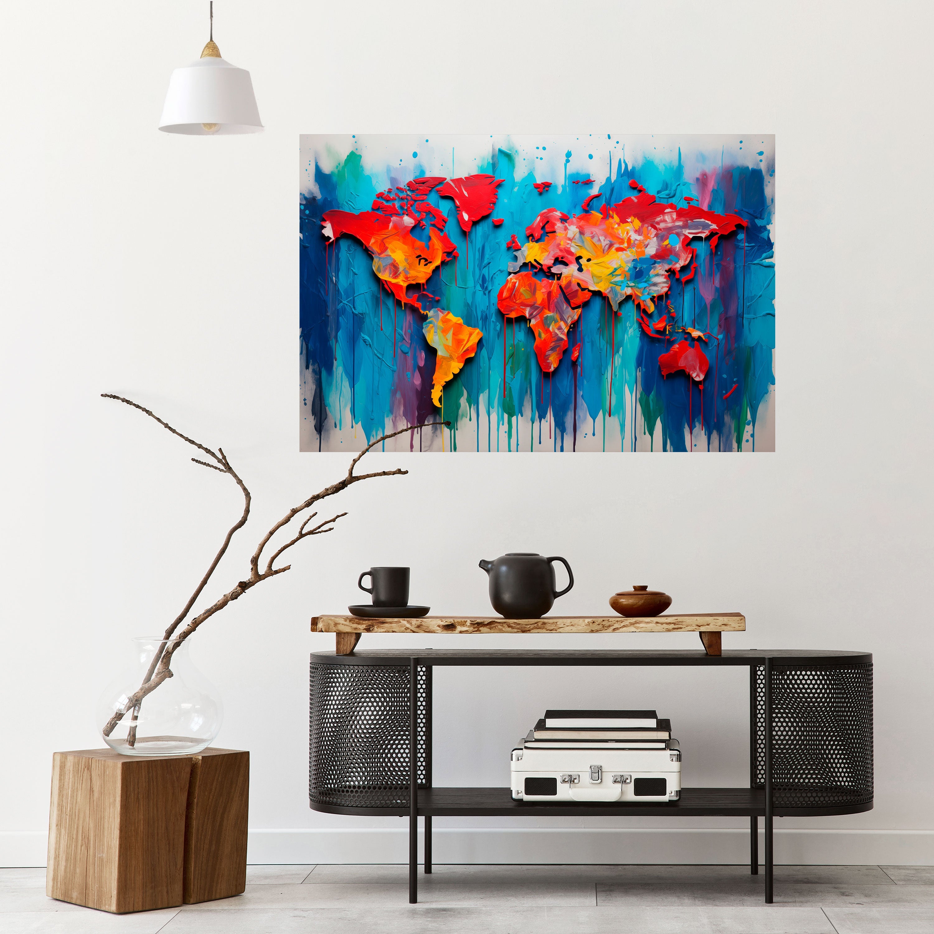 COLORFUL WORLD MAP Peel and Stick Horizontal Poster