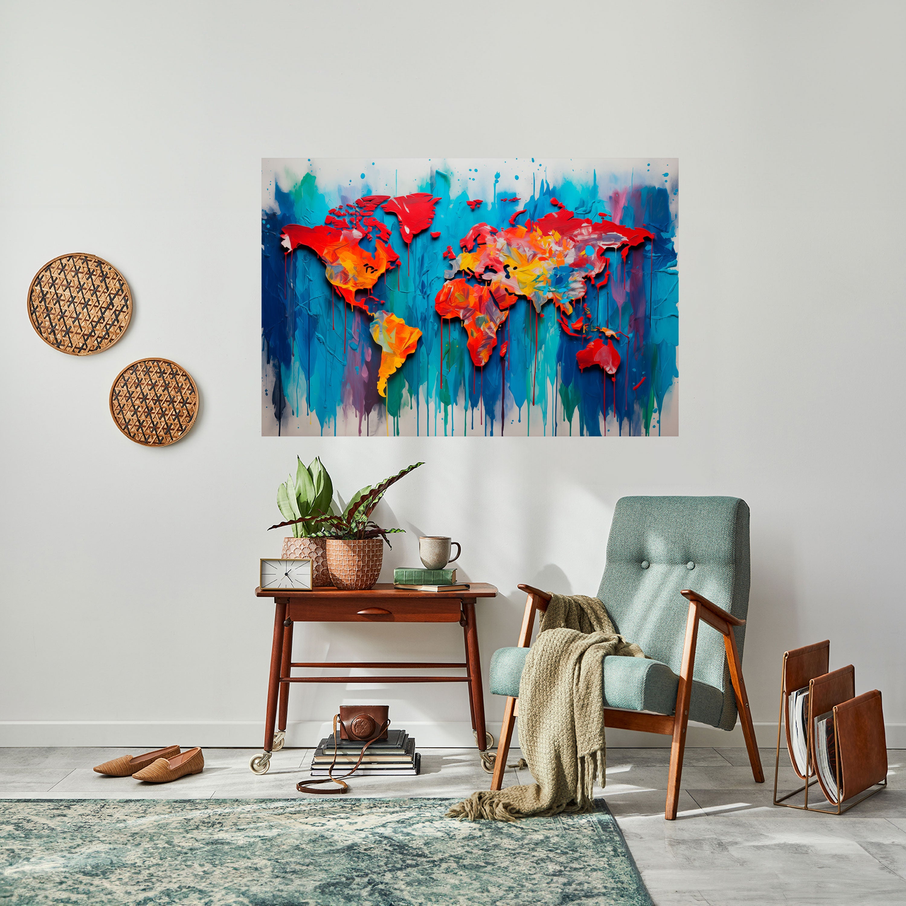 COLORFUL WORLD MAP Peel and Stick Horizontal Poster