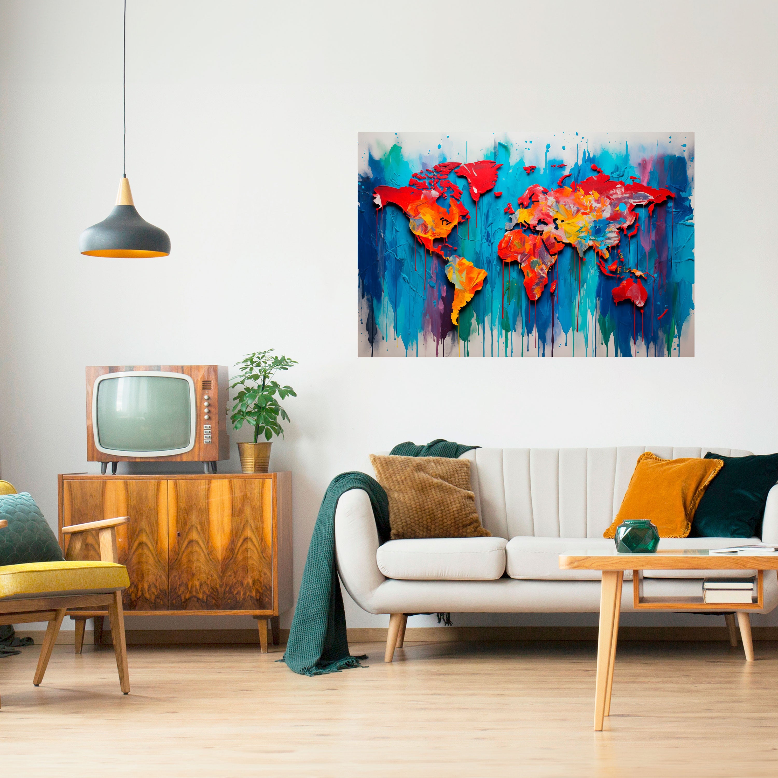 COLORFUL WORLD MAP Peel and Stick Horizontal Poster