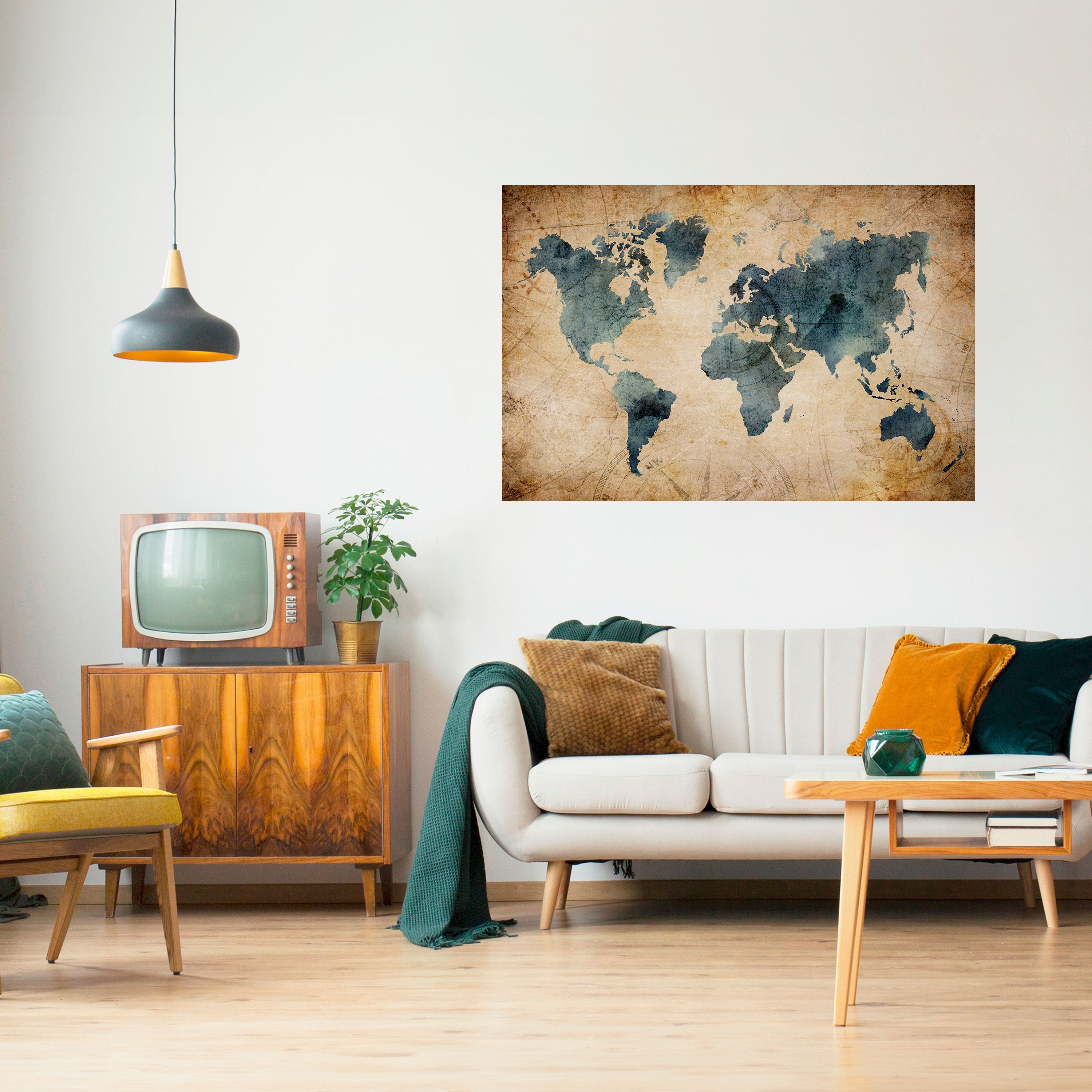 VINTAGE WORLDVIEW Peel and Stick Horizontal Poster