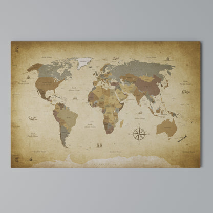 ANCIENT VOYAGER'S MAP Horizontal Canvas Print