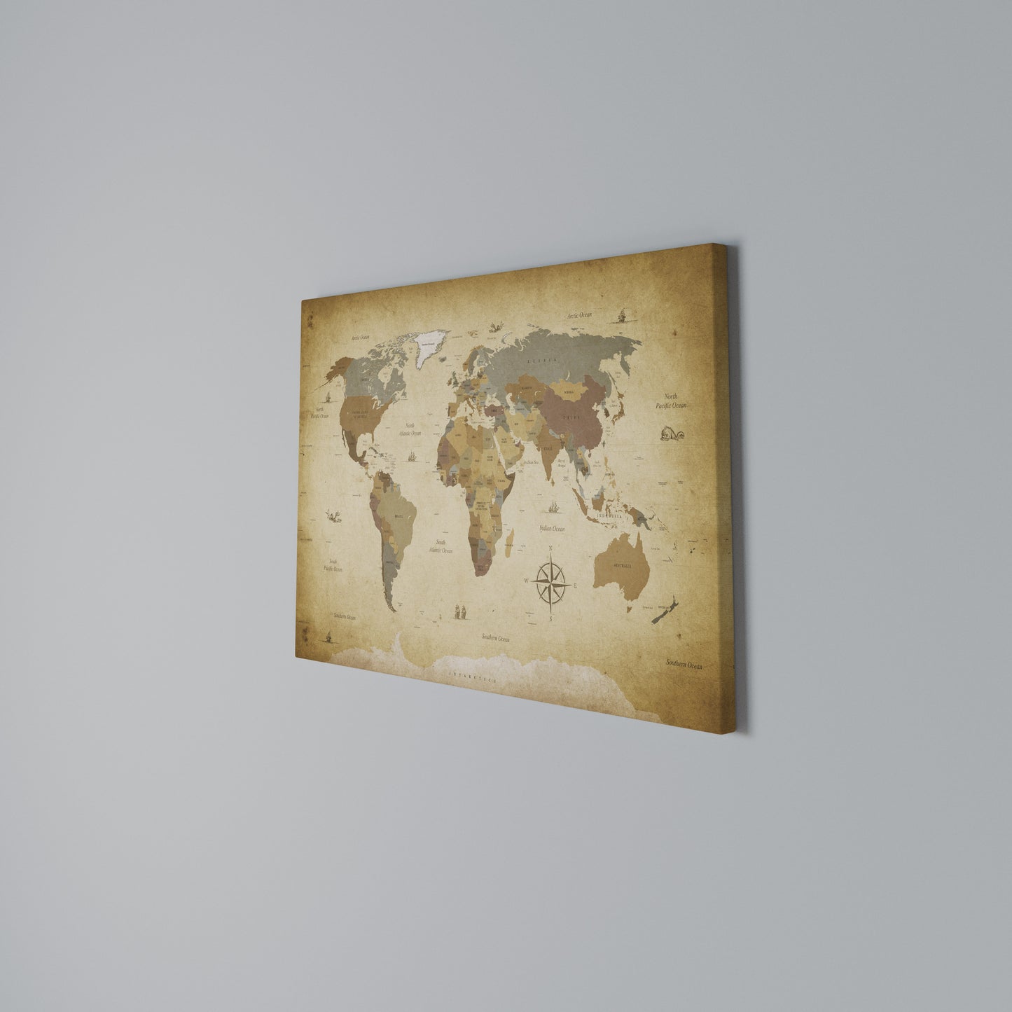 ANCIENT VOYAGER'S MAP Horizontal Canvas Print