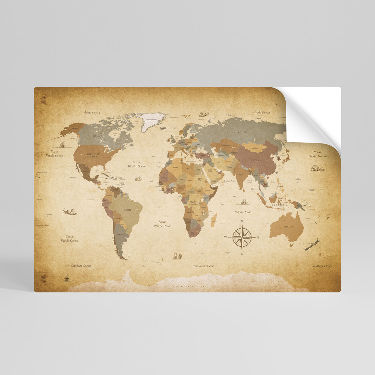 ANCIENT VOYAGER'S MAP Póster Autocolante Horizontal