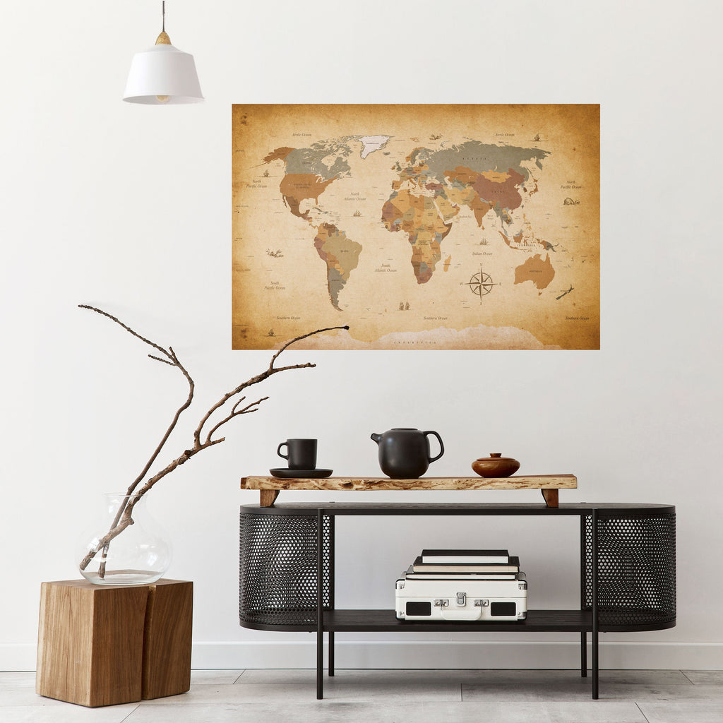 ANCIENT VOYAGER'S MAP Peel and Stick Horizontal Poster