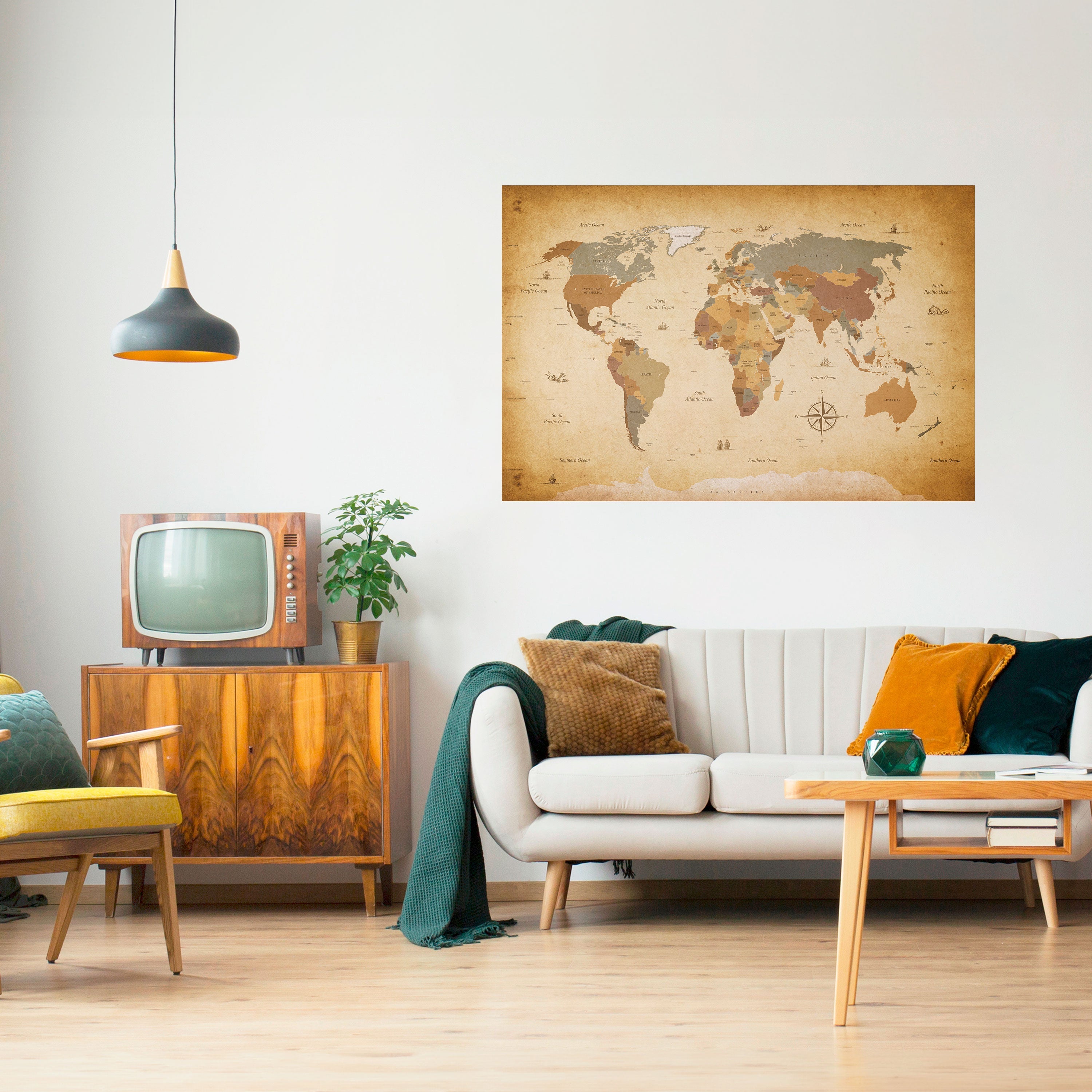 ANCIENT VOYAGER'S MAP Peel and Stick Horizontal Poster