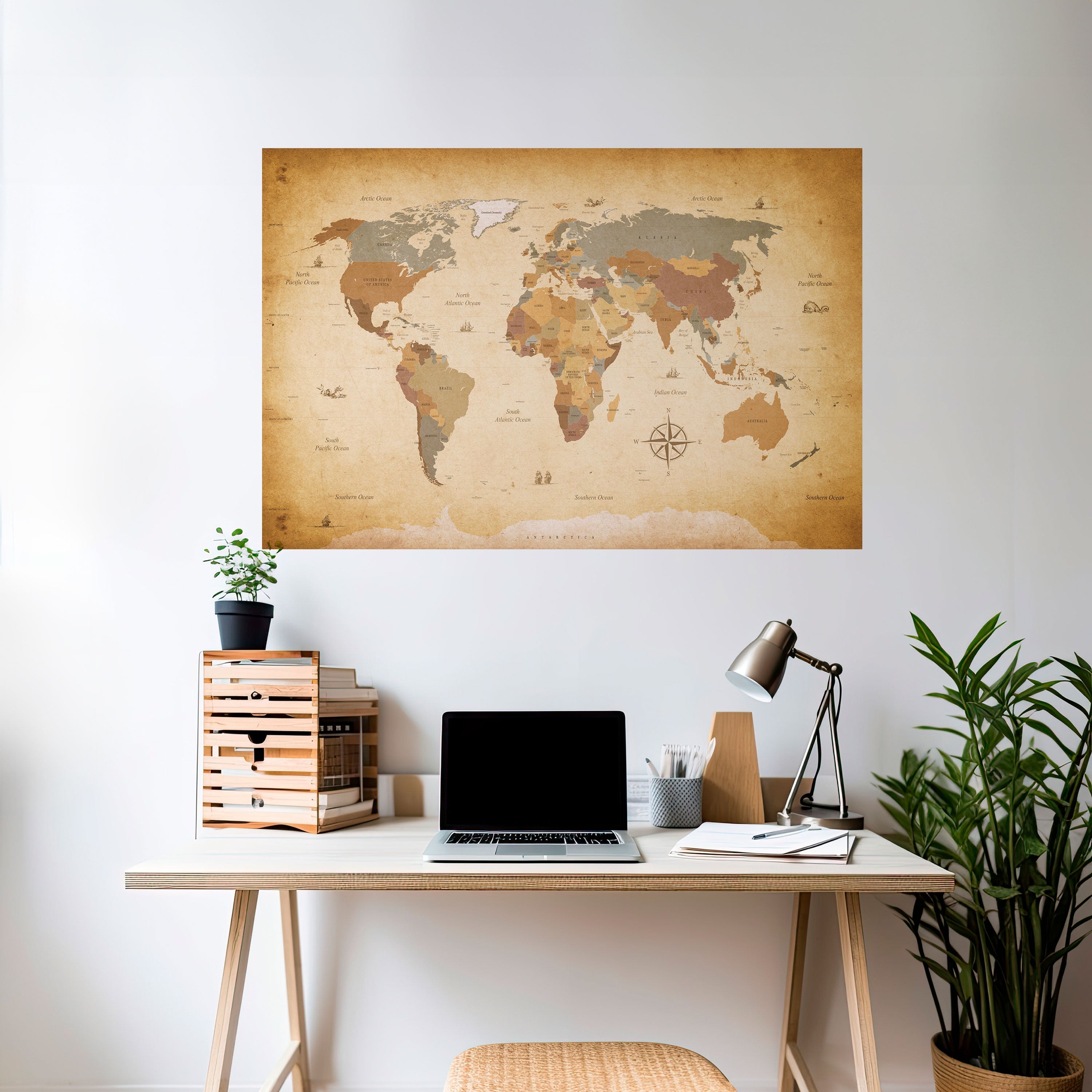 ANCIENT VOYAGER'S MAP Peel and Stick Horizontal Poster