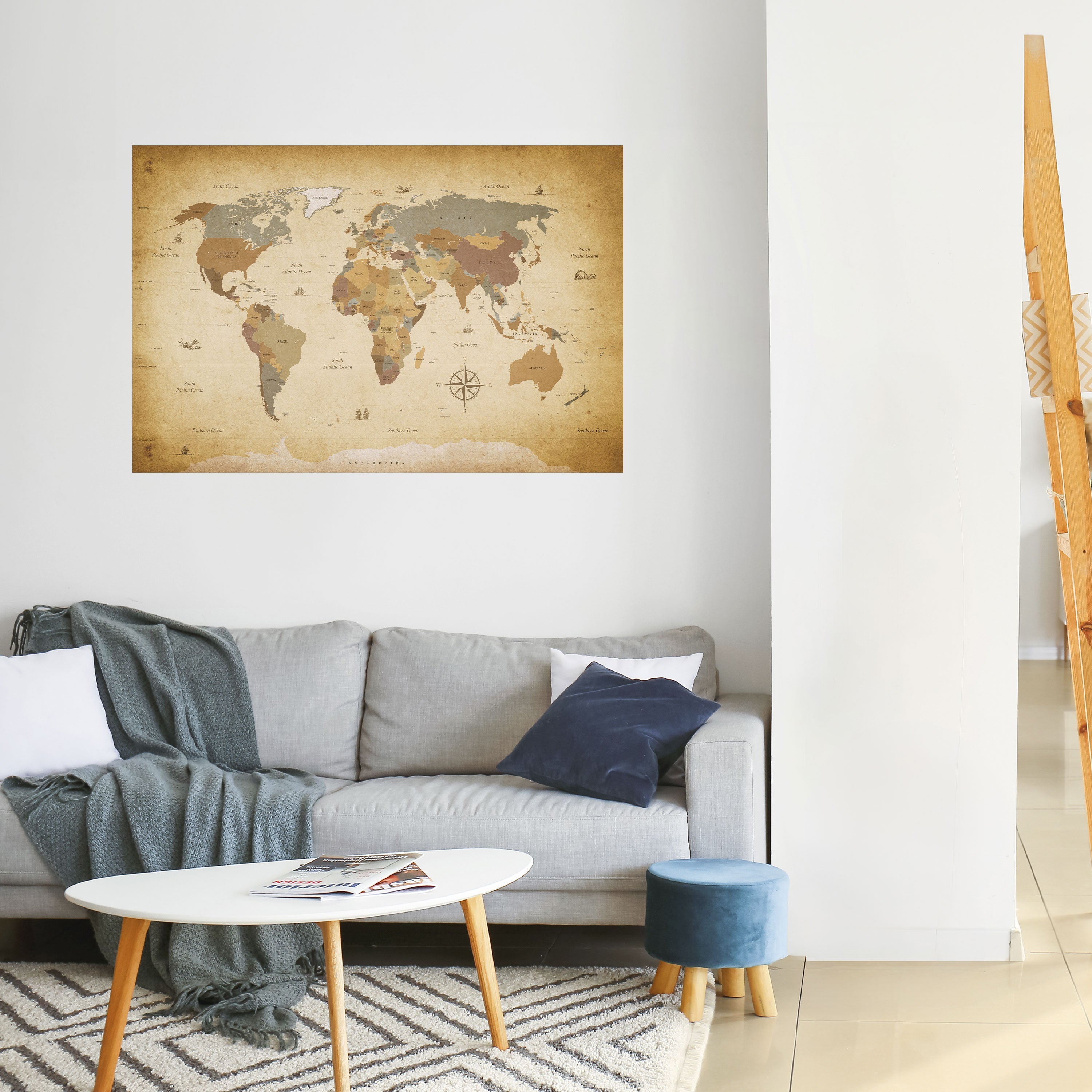 ANCIENT VOYAGER'S MAP Peel and Stick Horizontal Poster
