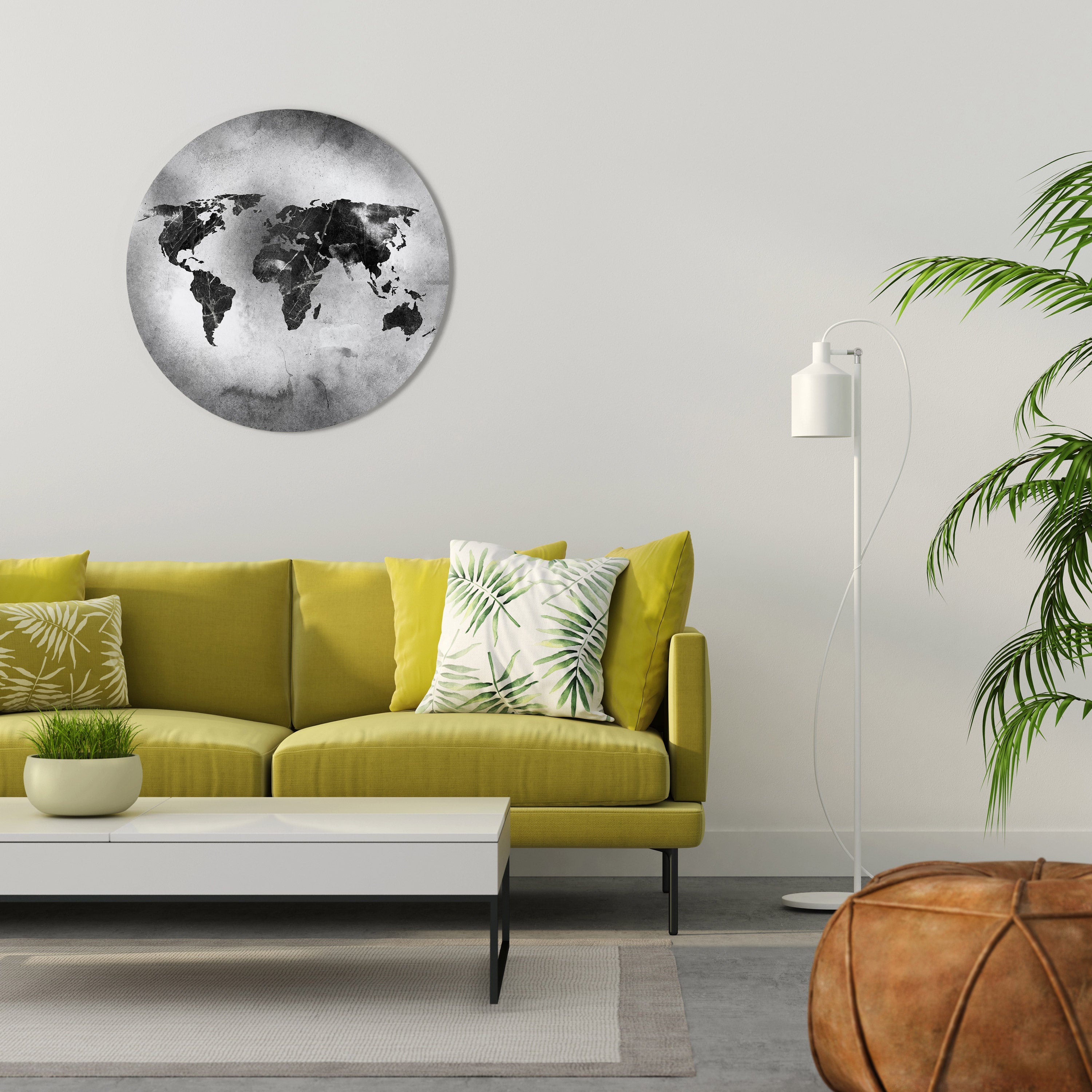 SHADOWED CONTINENTS Quadro Redondo Decorativo