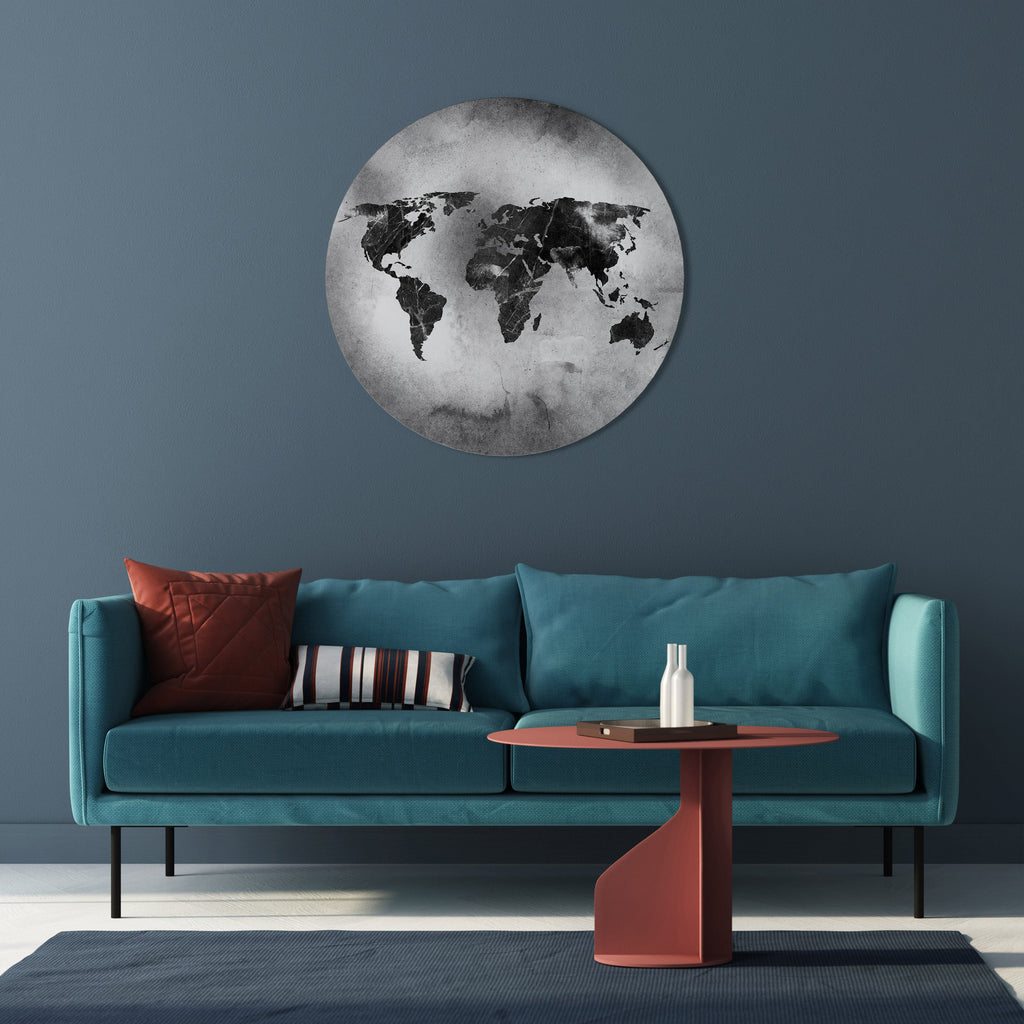 SHADOWED CONTINENTS Quadro Redondo Decorativo