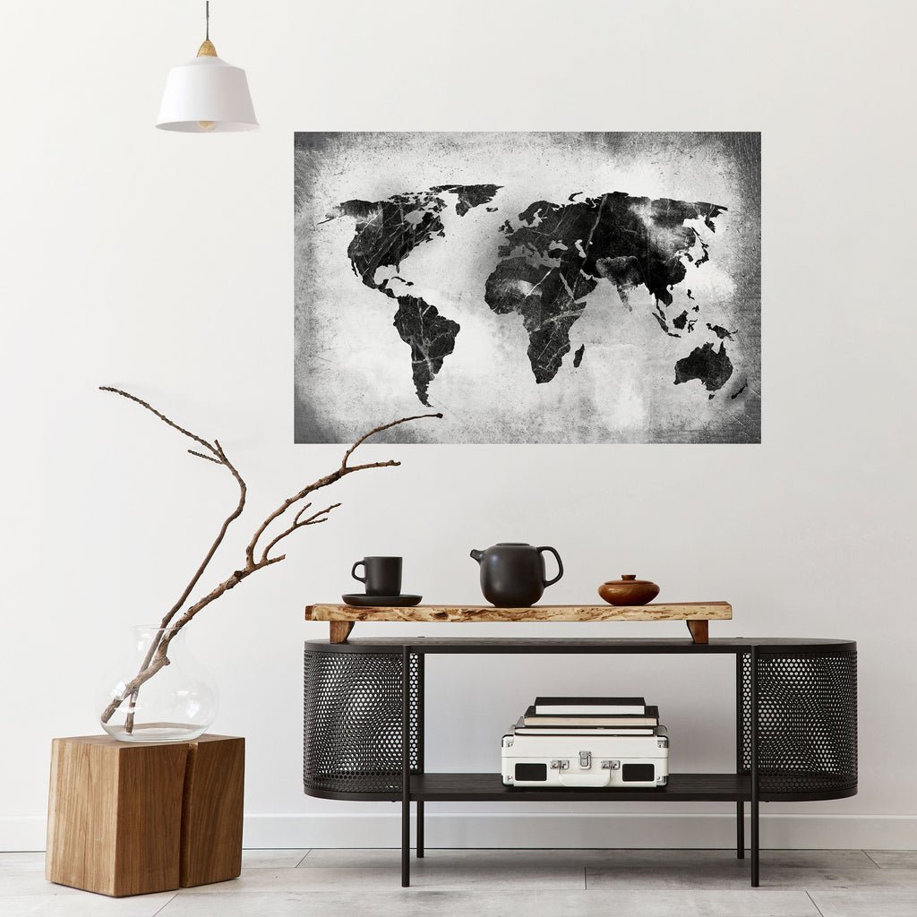 SHADOWED CONTINENTS Peel and Stick Horizontal Poster